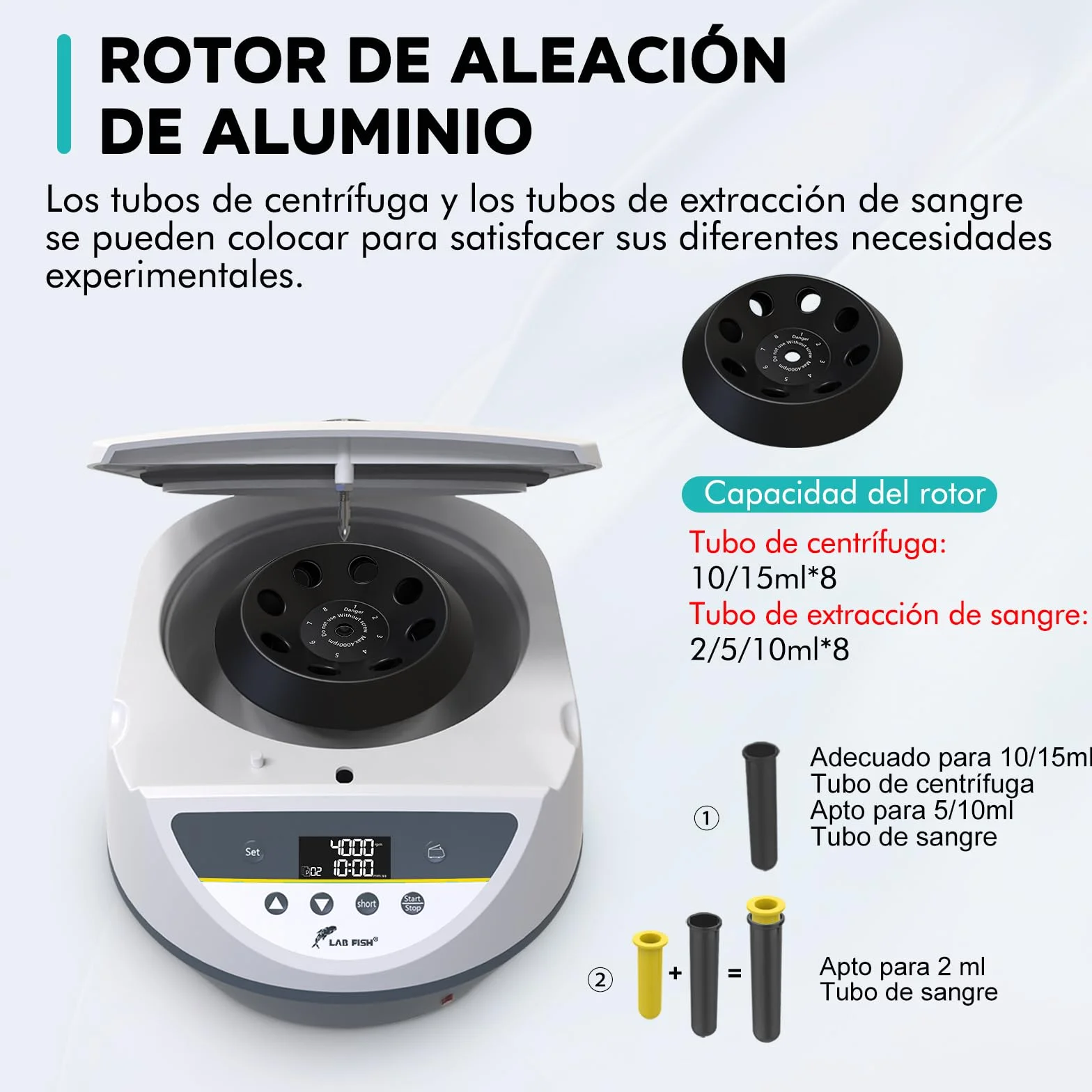 LABFISH Centrifugadora Plasma de Laboratorio PRP 8 Tubos 500-5000r/min 3074xg RCF