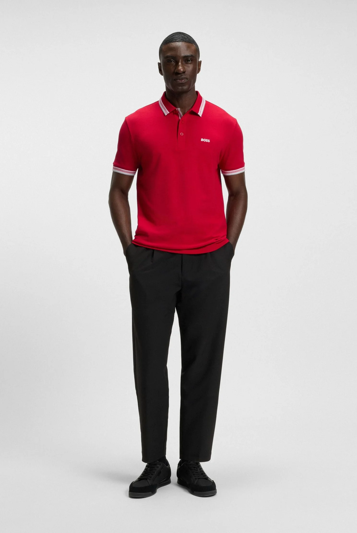 Boss Polo de Piqué de Ajuste Regular con Logotipo Curvado Camisa de Polo Hombre