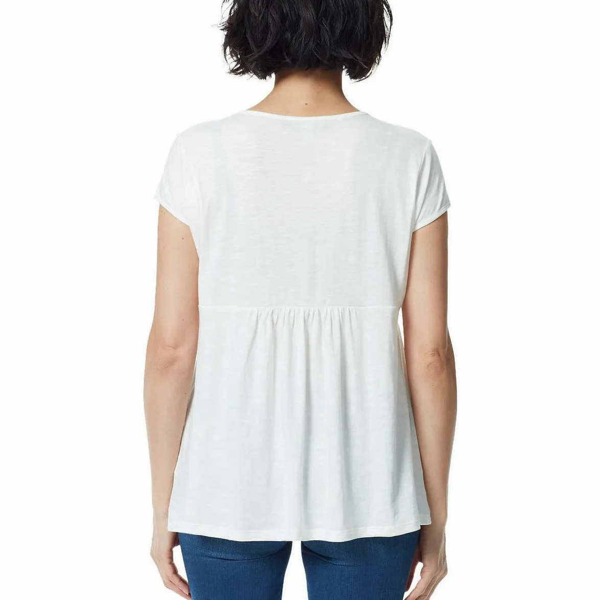 Gloria Vanderbilt Camiseta bordada para mujer, cuello redondo, manga corta, camiseta de manga corta para mujer
