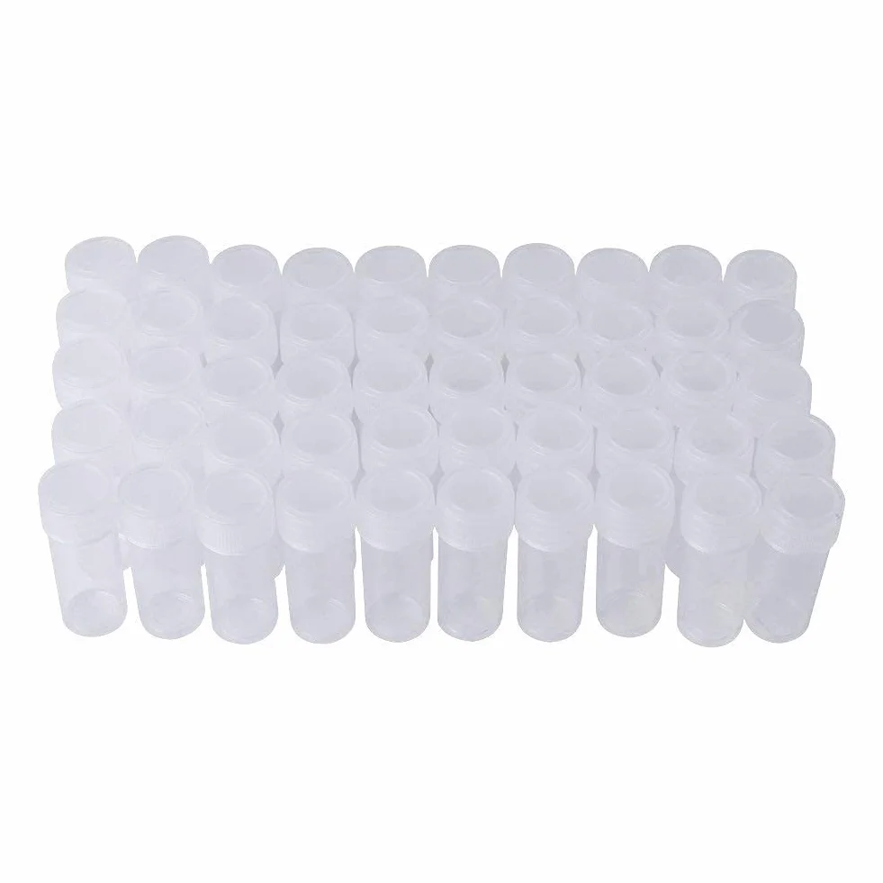Botella de muestra de plástico 5 ml 100 Pcs botes pequeños con tapa