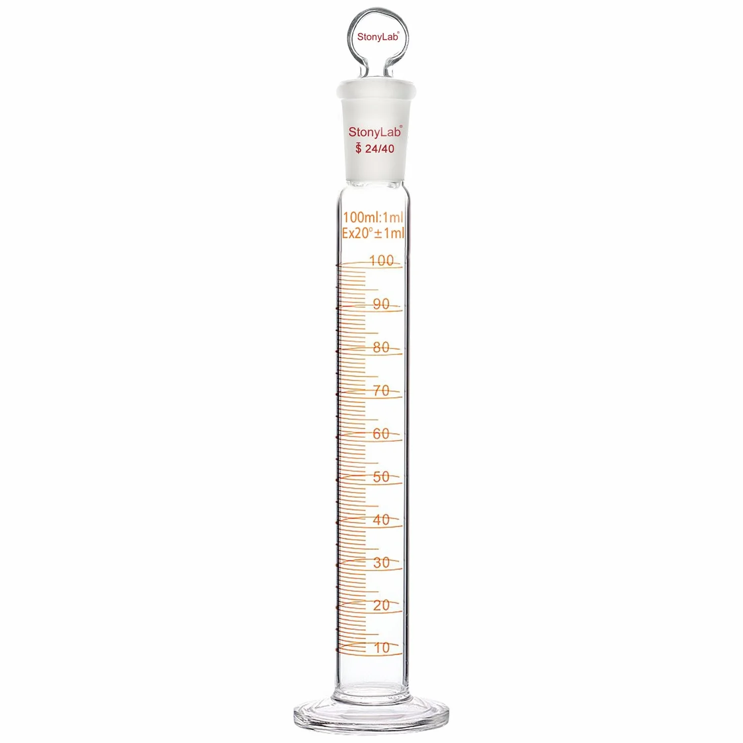 Stonylab Matraz de Vidrio de Borosilicato 100 ml con Junta 24/40 y Tapón