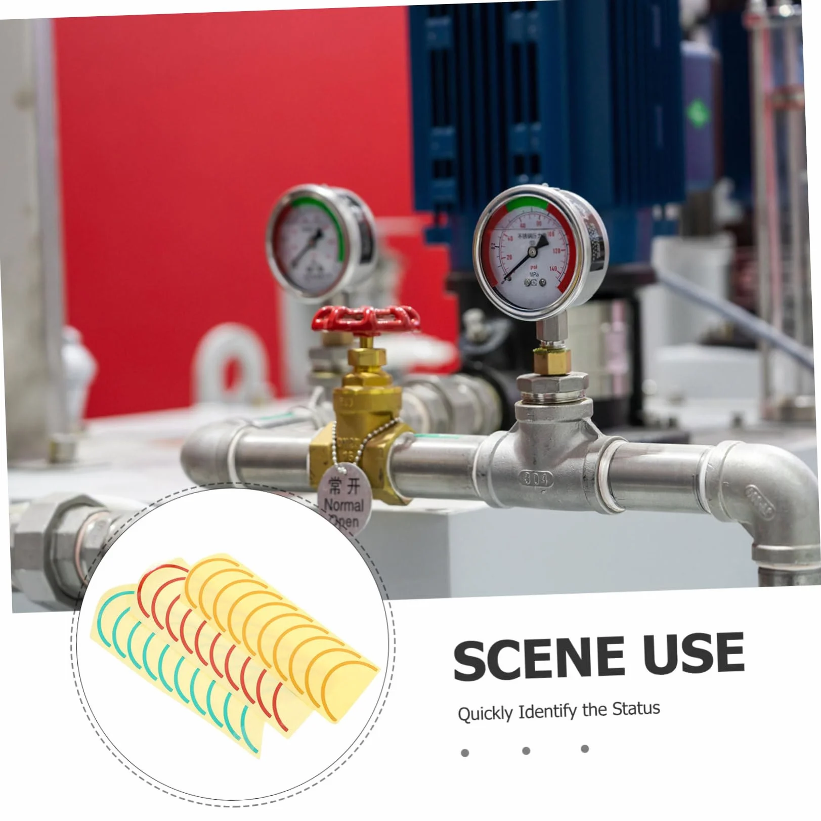 Didiseaon Pegatinas Taller Industrial Hojas Redondas Resistente Calcomanía Adhesiva Identificación Color Agua Manómetro Presión