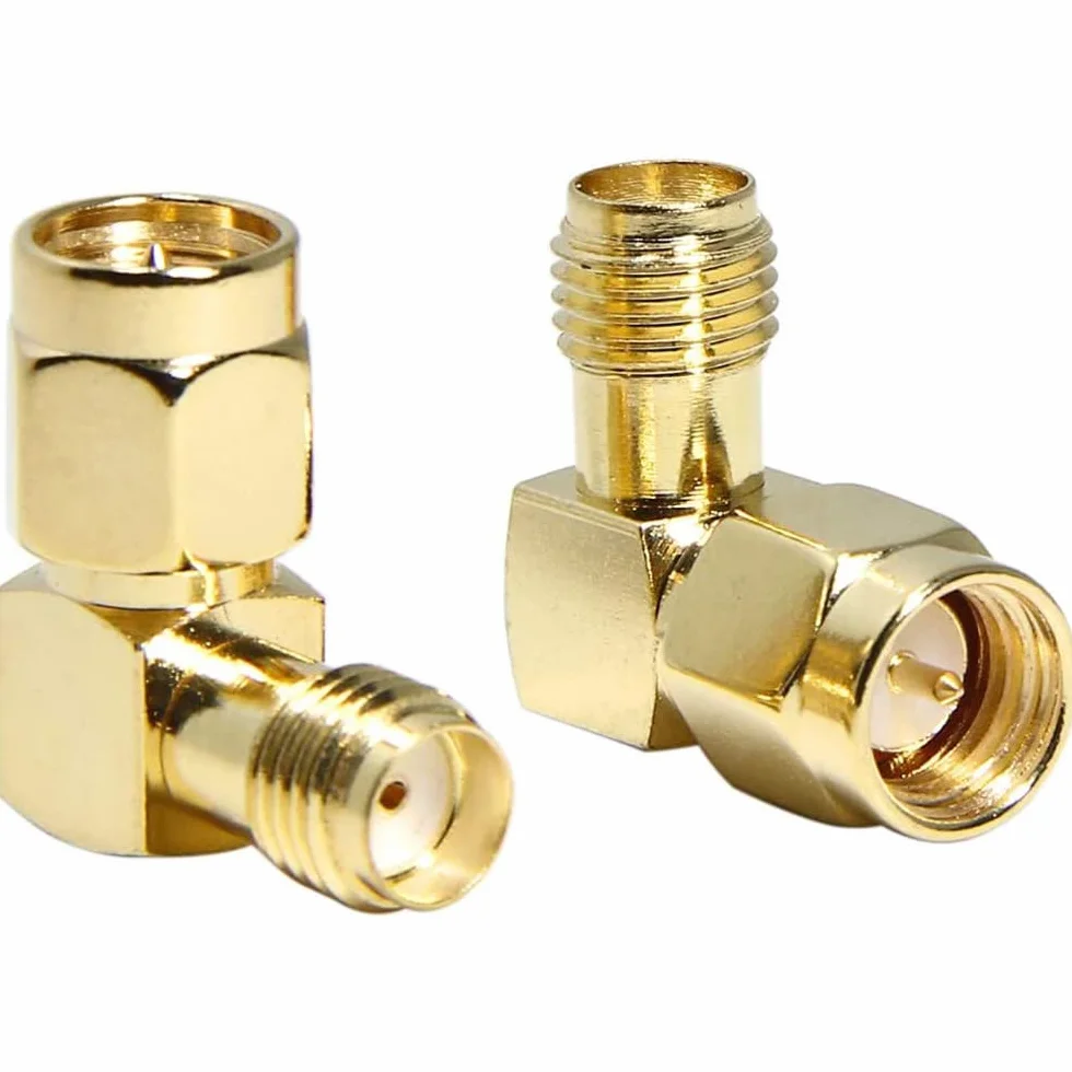 Adaptador SMA de 90 Grados, Conector Macho a Hembra de Ángulo Recto para Antena WiFi FPV Drone Router