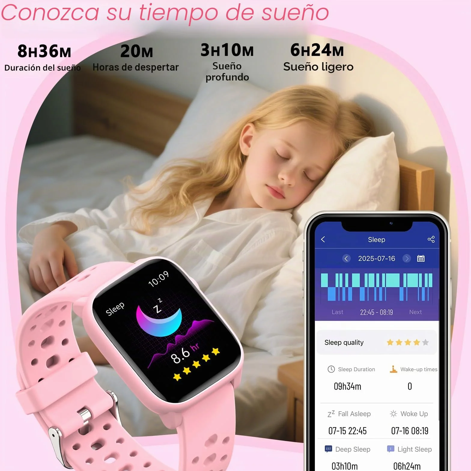 Reloj Inteligente Niños Niñas Sin App Necesaria, 1,83" Smartwatch Niños con Podómetro, Resistente al Agua IP68, Reloj Monitor Cardiaco y Sueño, Despertador, Juegos de Rompecabezas (Rosa)
