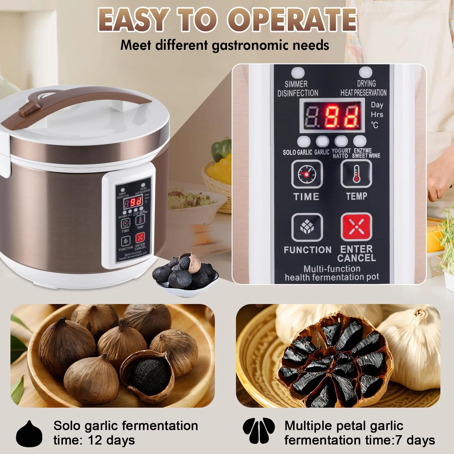 YUCHENGTECH Fermentador de Ajo Negro Automático 6L con Control de Tiempo y Temperatura