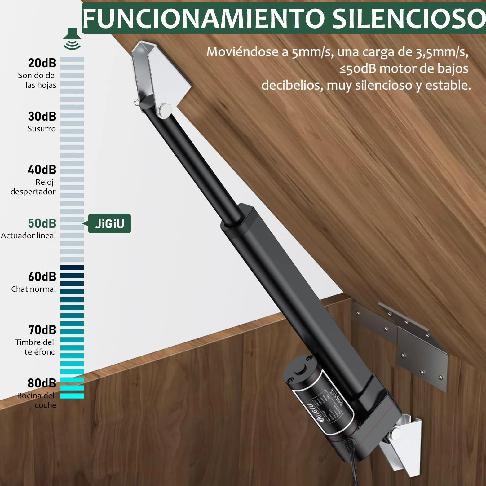 JiGiU 200mm 12V Actuador Lineal 660lbs 3000N 5mm/s IP65
