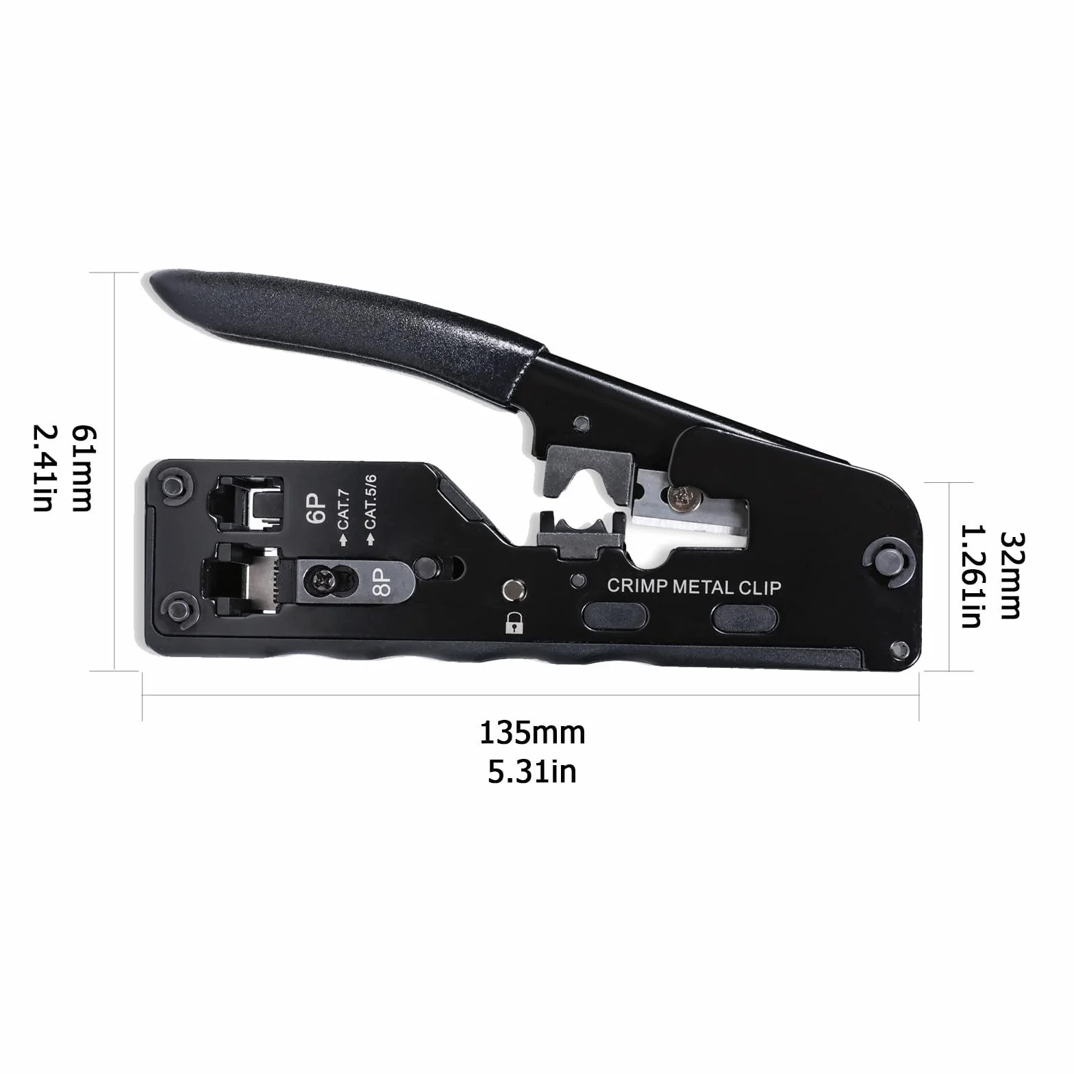 Herramienta de crimpado RJ45 RJ12 todo en uno, crimpadora Ethernet para conector modular Cat5-Cat7, con 50 conectores y cubiertas CAT6