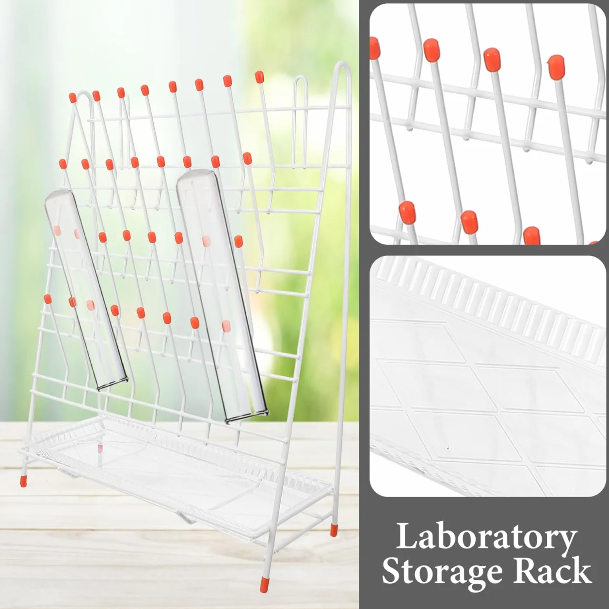SOLUSTRE Soporte de secado para vasos de laboratorio de 32 puntos, estructura de alambre de hierro resistente