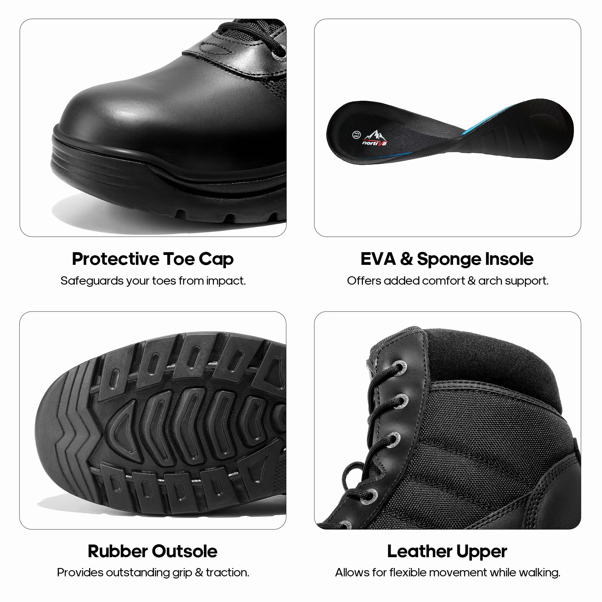 NORTIV 8 Botas de Trabajo Tácticas Militares Impermeable para Hombre Botas de Combate de Motocicleta Policiales con Plantilla Acolchada