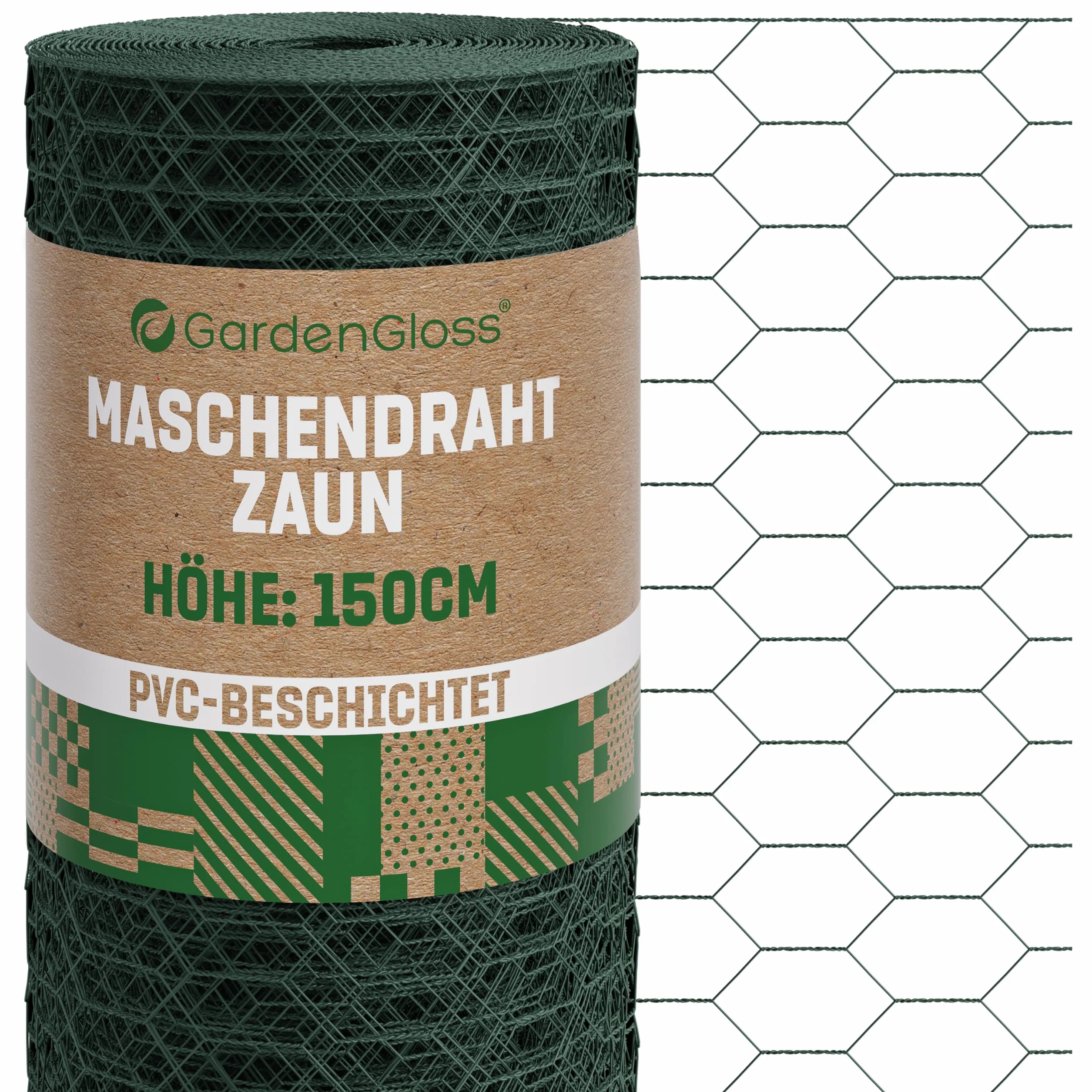 GardenGloss Malla para Gallinero 150cm x 25m Hexagonal PVC 25mm x 45mm