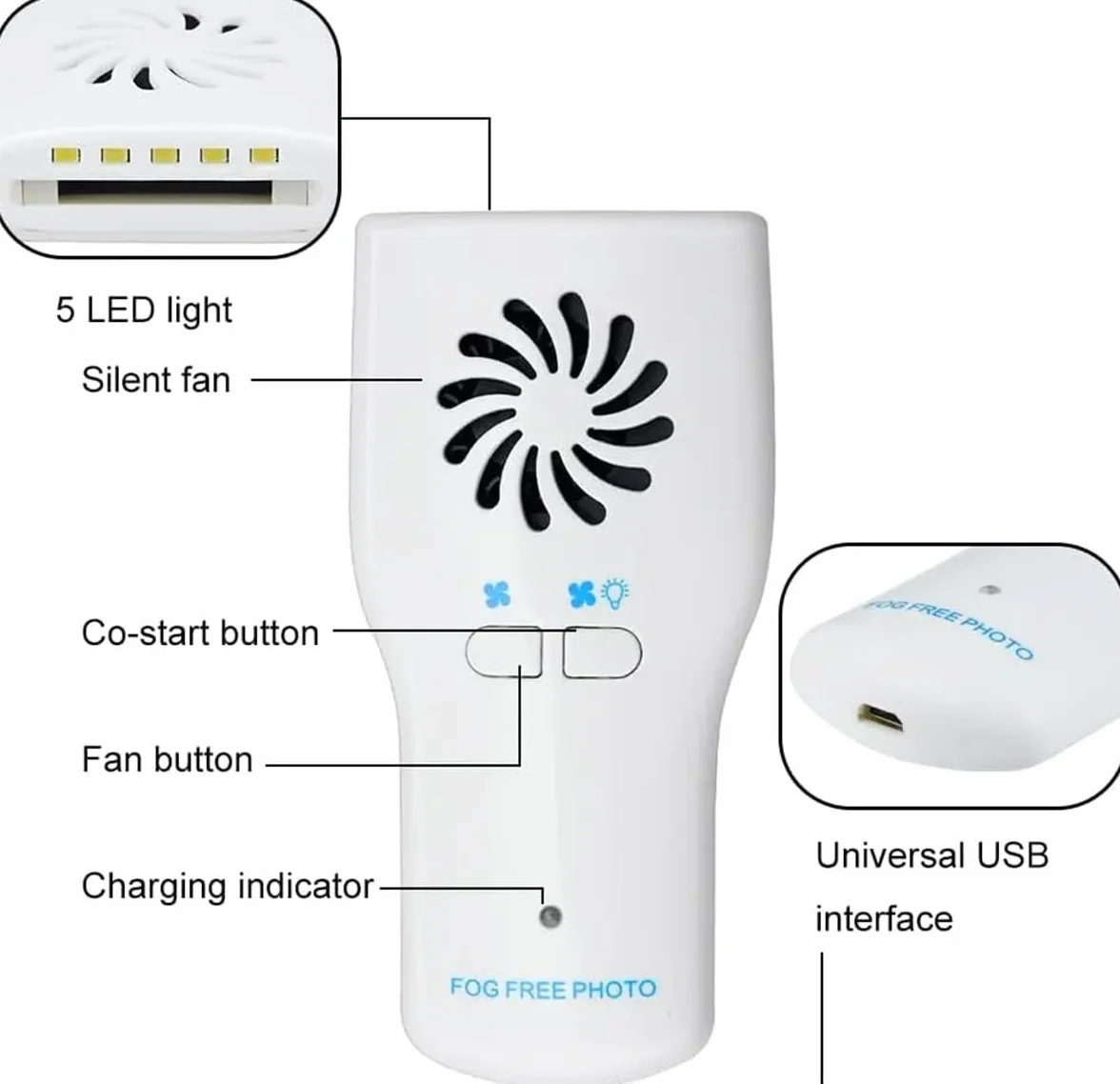 Juego de Espejos Dentales Antiniebla con Luz LED, Acero Inoxidable, Ortodoncia