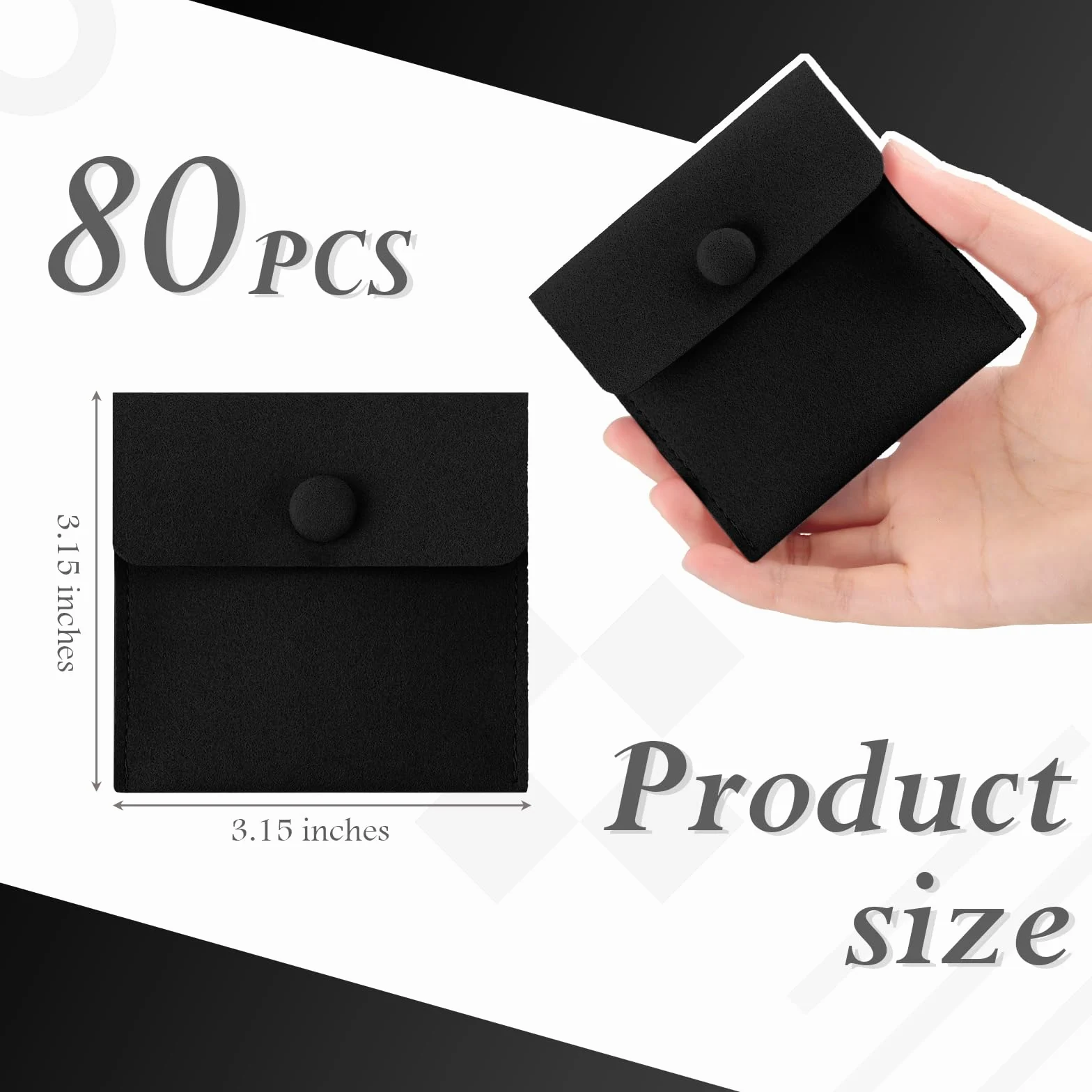 Bolsa de joyería de microfibra 8x8cm, bolsa de embalaje de joyería, bolsas de regalo de joyería pequeñas de lujo, paquete de botón a presión con divisor bolsa de microfibra para embalaje de collar de