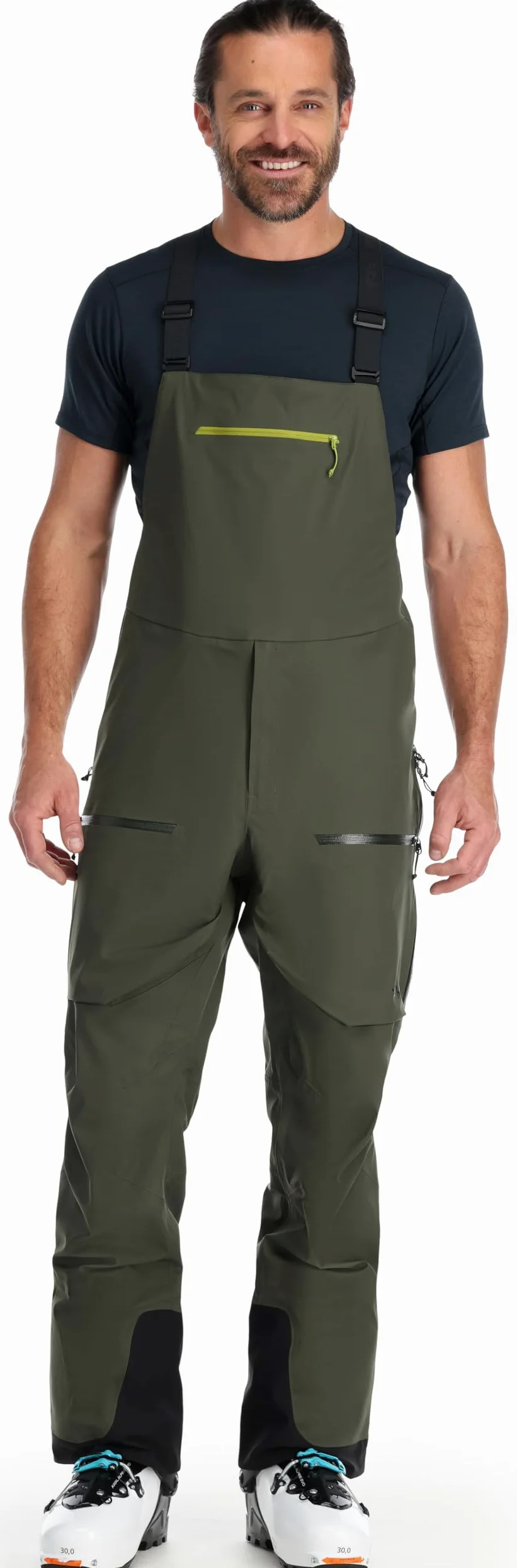 RAB Khroma Kinetic Bib Pantalones impermeables transpirables para esquí y montañismo - Ejército - M
