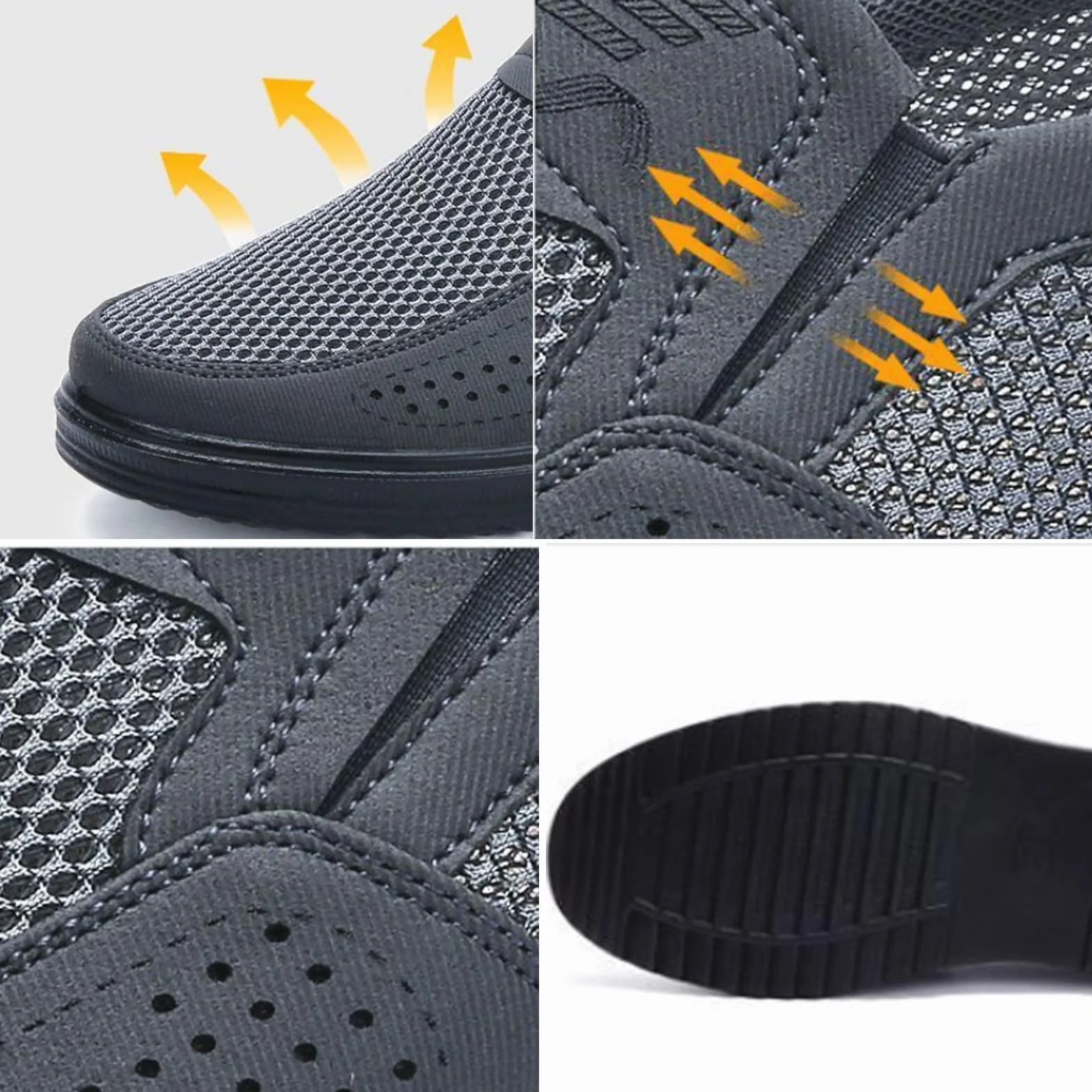 Zapatos ortopédicos de malla transpirable para hombre, cómodos, ligeros, antideslizantes, para verano, al aire libre, cómodos y ligeros