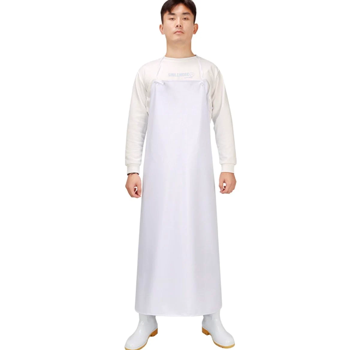 Delantal Impermeable de PVC Blanco - 10 Piezas, Delantal de Trabajo Pesado, Resistente a Productos Químicos y Aceite, Ideal para Cocina, Lavavajillas y Uso Industrial