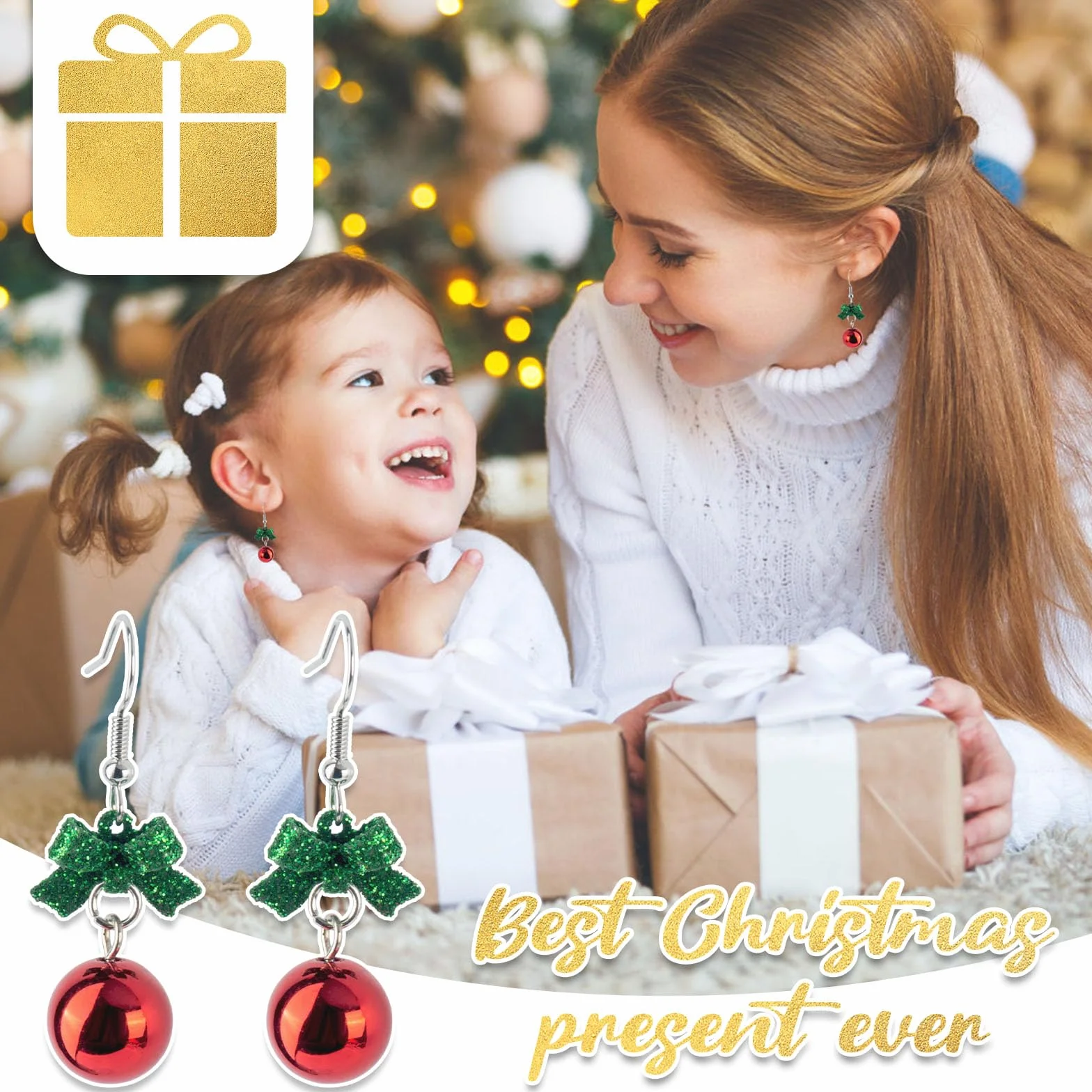 GWAWG Pendientes Navideños, Pendientes Colgantes, Pendientes Navidad Mujer, Joyas de Regalo para Ella