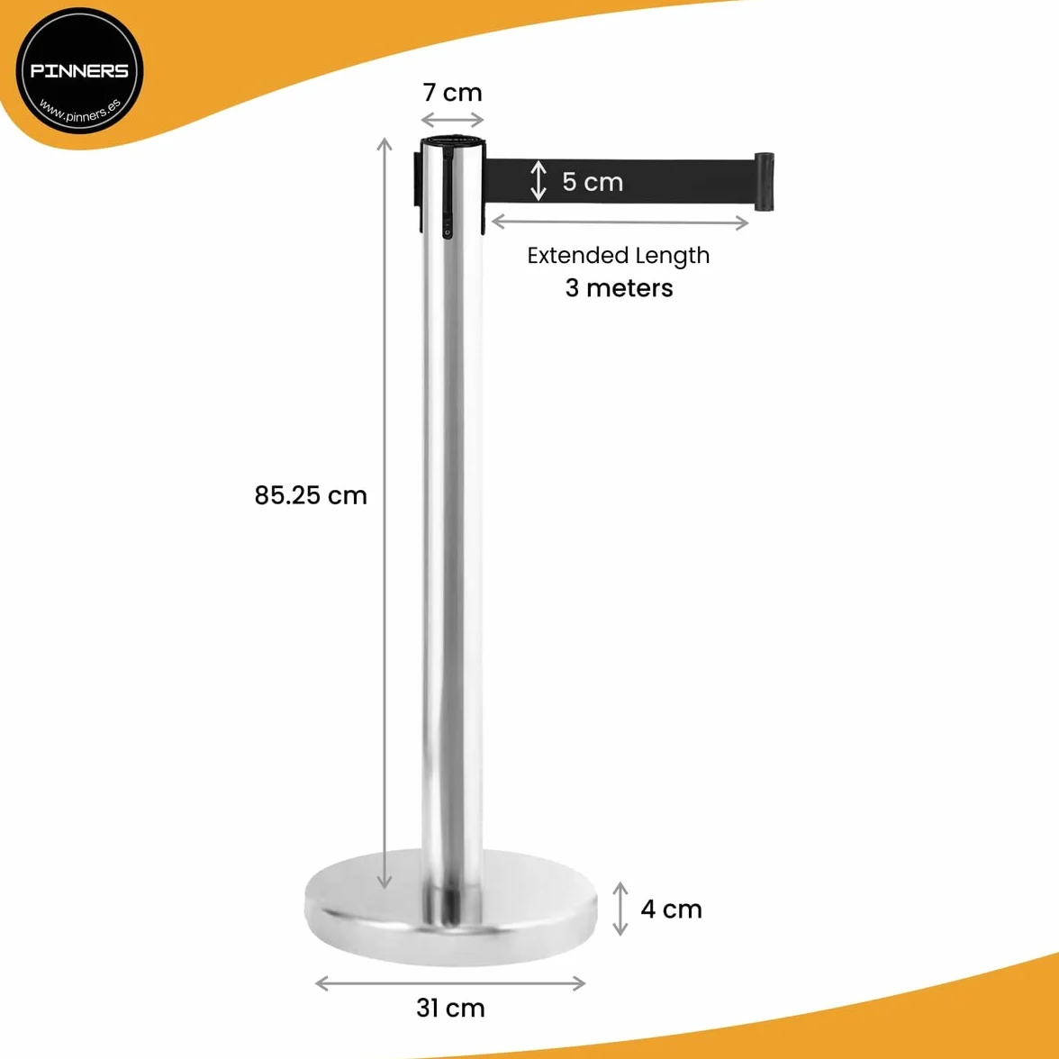 Poste Separador Cinta Extensible 3 metros 2uds Barrera Delimitadora Prohibido el Paso