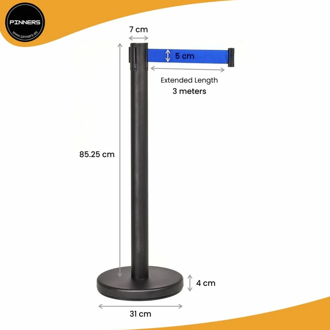 Poste Separador Cinta Extensible 3 metros 2uds, Barrera Extensible 3 m