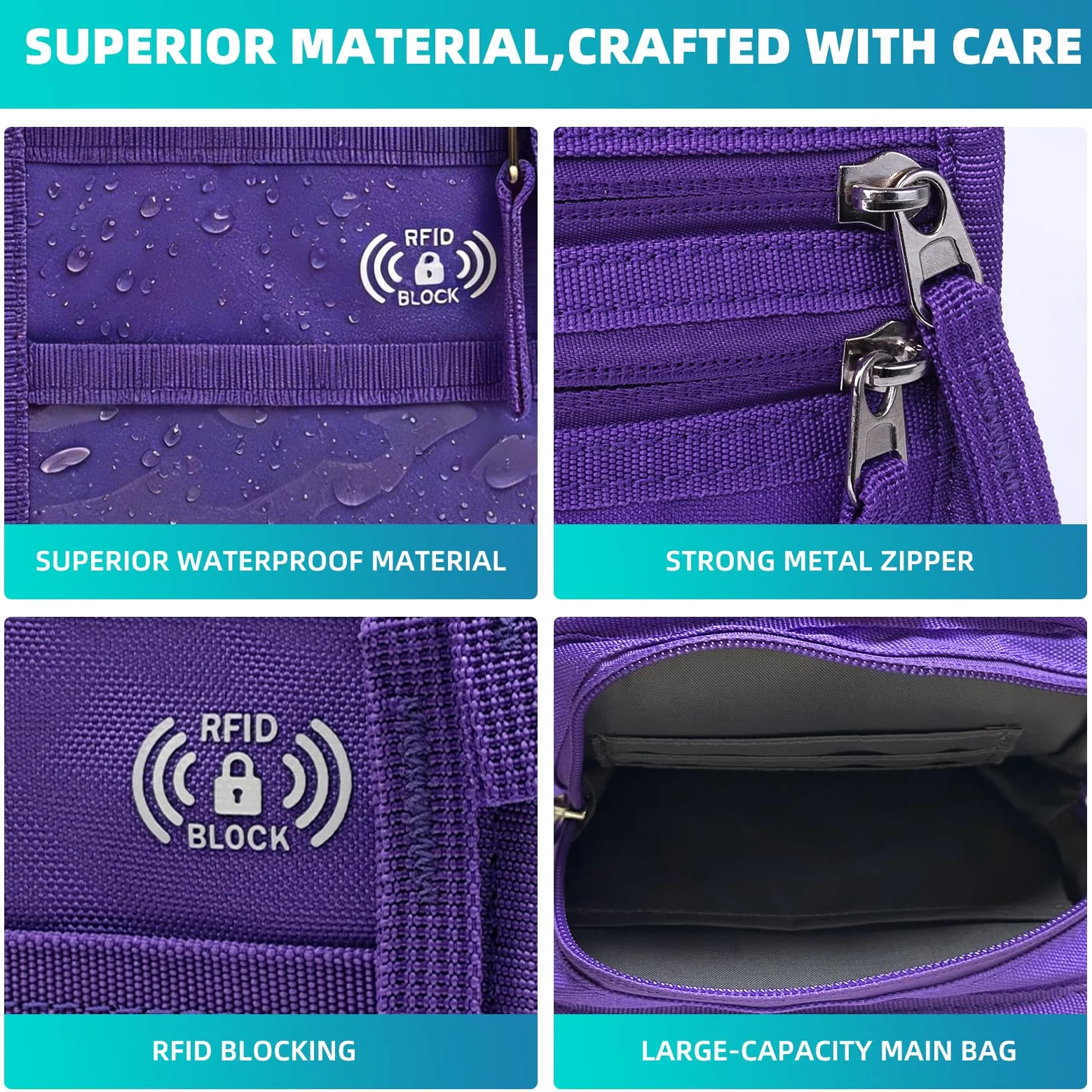 Cartera pequeña para el cuello con bloqueo RFID, bolsa cruzada de viaje, soporte para pasaporte, diseño minimalista delgado, bolsa de seguridad para el cuello