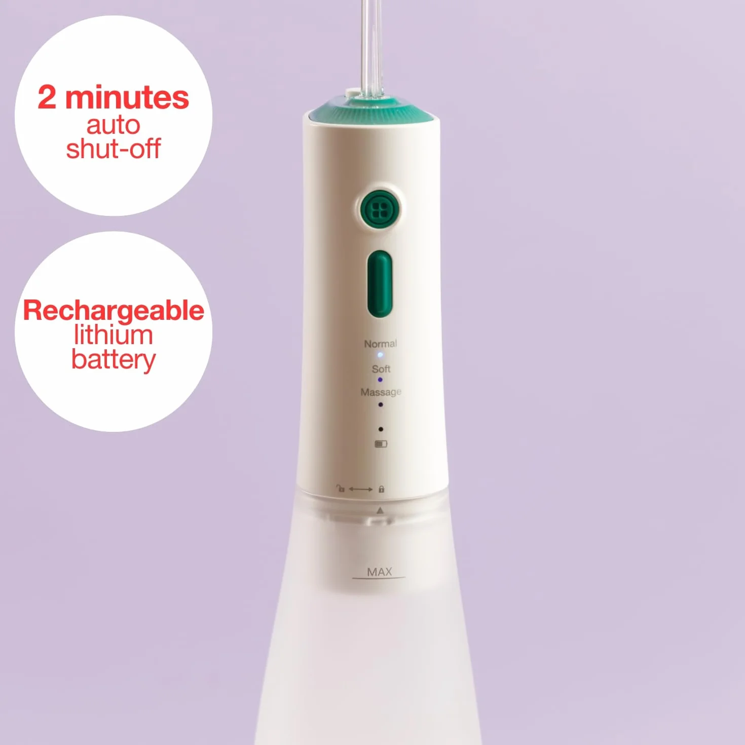 Solac Irrigador Dental Aqua Pulse 320ml 120 pulsos/min 3 niveles presión Batería recargable Cabezal 360º 2 boquillas Auto Off