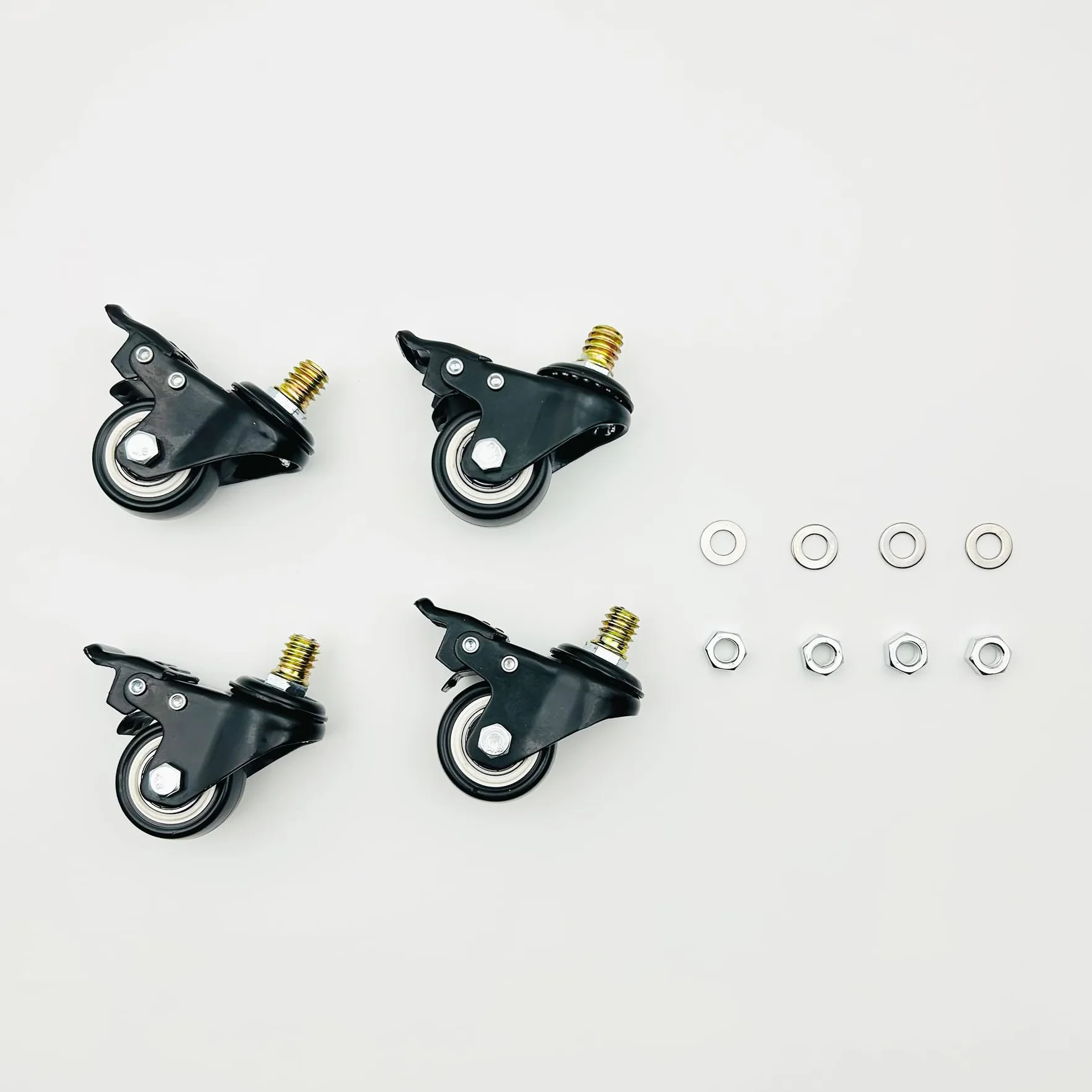 LIKERAINY Ruedas Giratorias de PE con Freno IC4811A Giro 360° Rosca Montaje Muebles Gabinete Diámetro 40mm Paquete de 4