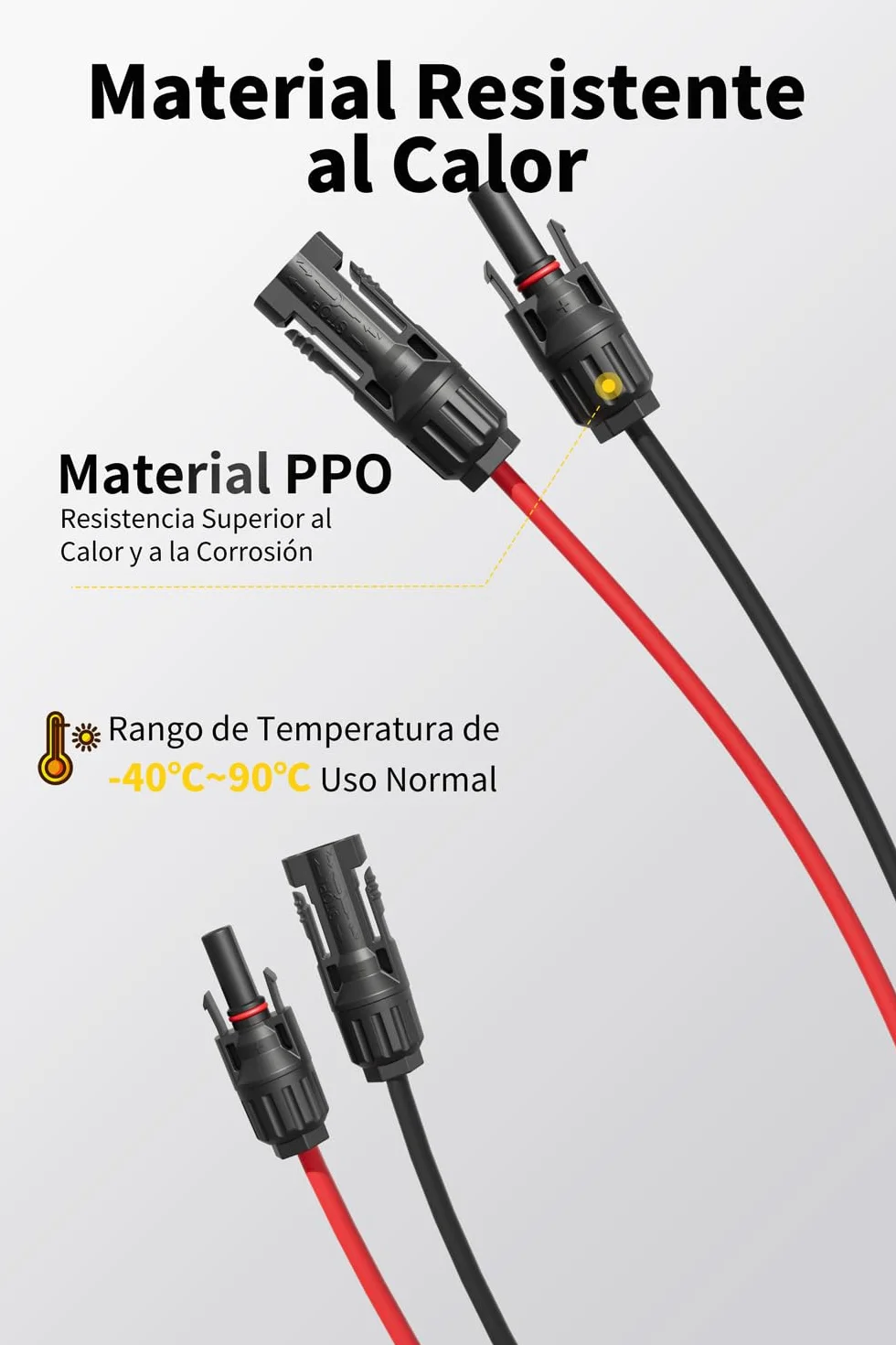 Cable Solar 4mm²/6mm² IP67 Kit Adaptador Fotovoltaico 5M