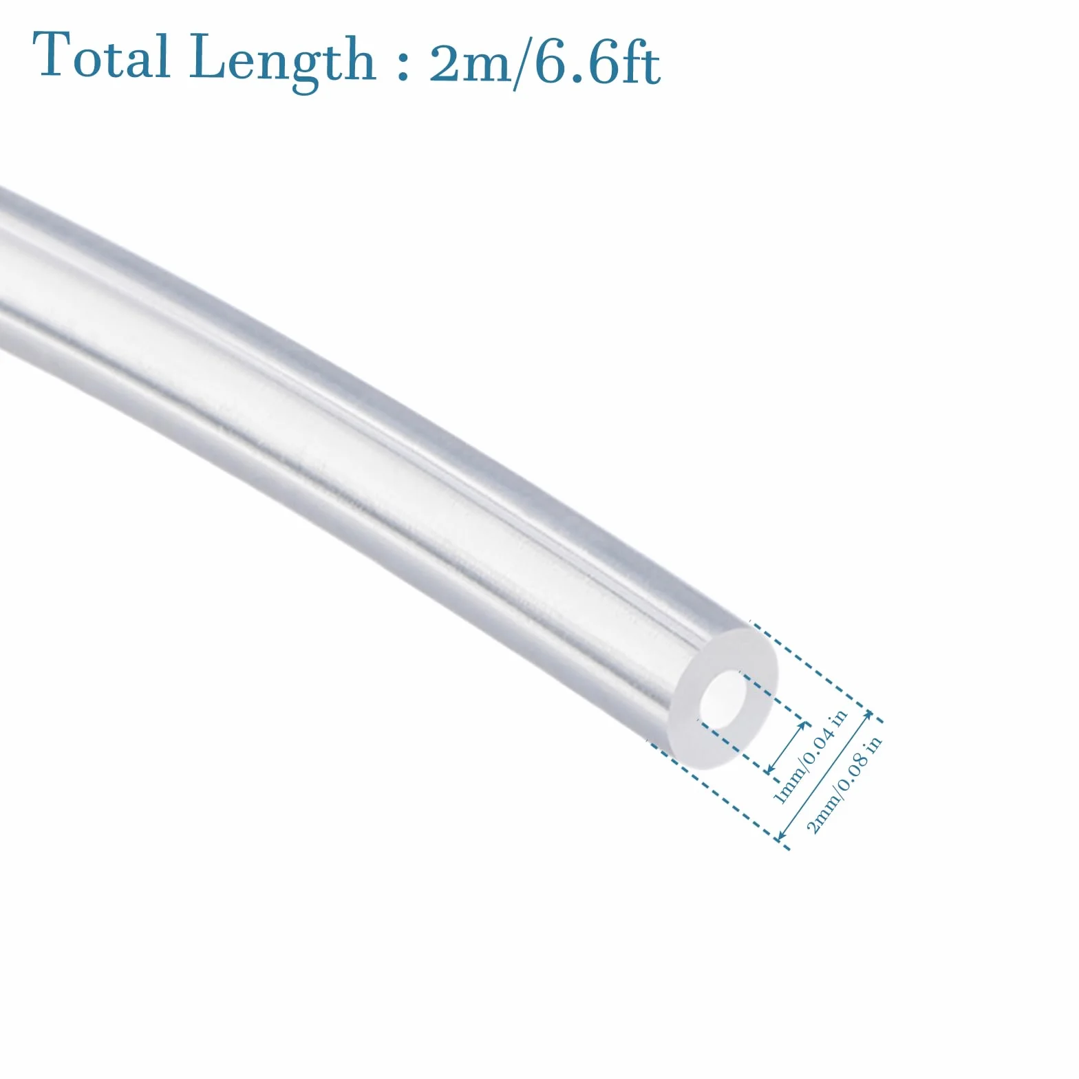 QUARKZMAN Tubo de Silicona Transparente 1x2mm 2m Resistente Altas Temperaturas