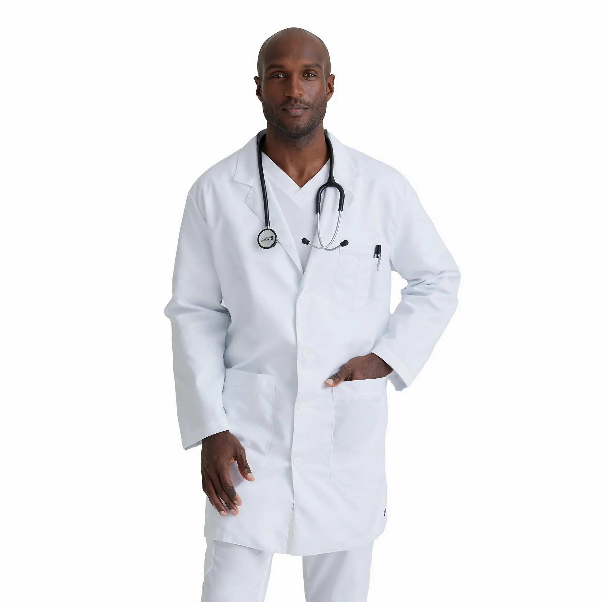 Barco Labcoat de 5 bolsillos 37" para hombre - Blanco - 50 cm