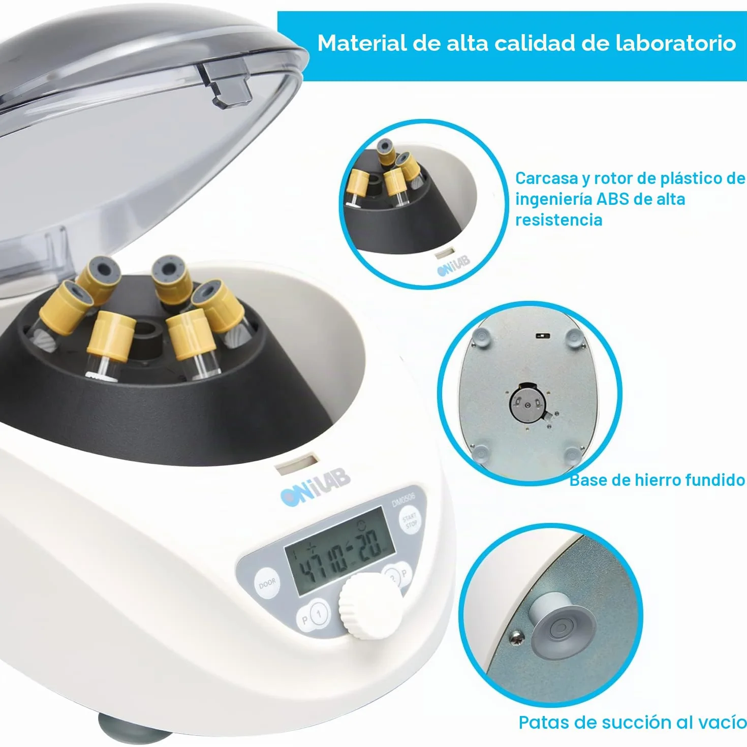 ONiLAB Centrifugadora de mesa 6 x 15 ml 300-5000 rpm 2600 xg RCF LCD Digital