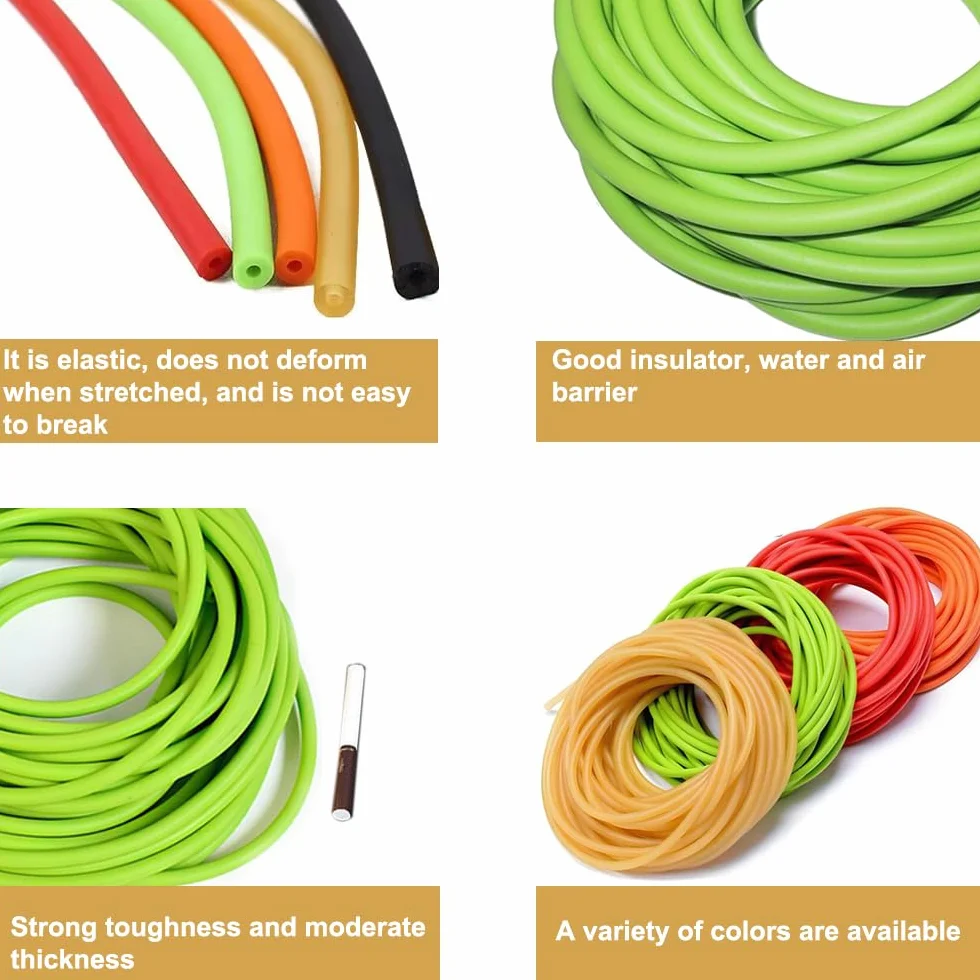Tubo de látex natural 5M 16.40FT banda quirúrgica manguera goma ID 1.7mm OD 4.5mm Verde