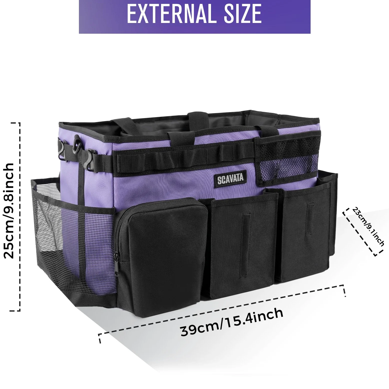 SCAVATA Bolsa de Limpieza portátil, Organizador de Suministros de Limpieza con asa y Correas de Hombro para amas de casa, organizadores de Herramientas de Limpieza Debajo del Fregadero y Coche con 4