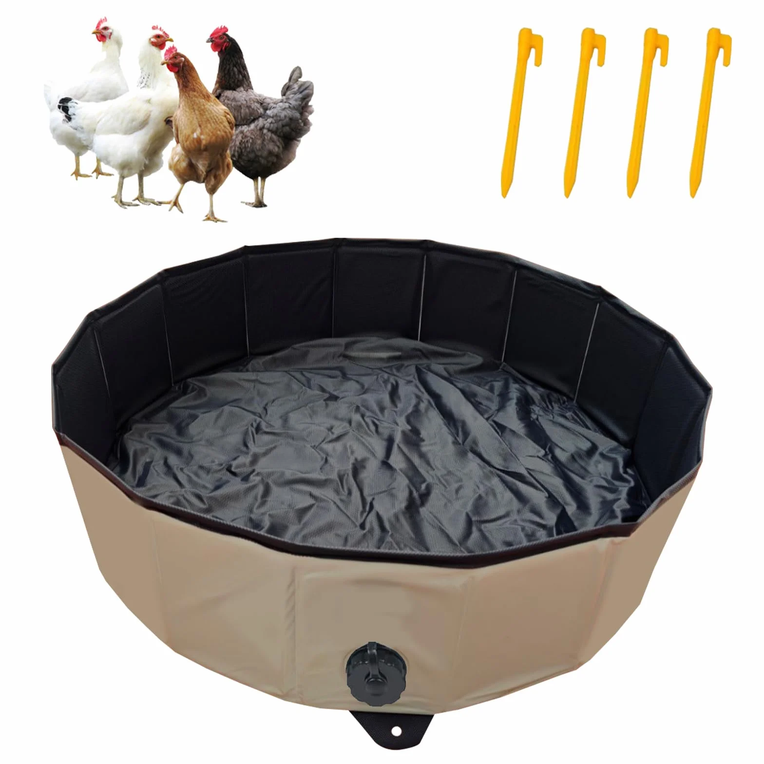 Pollo Baño de Arena Bañera Plegable para Gallinas, Recipiente de Limpieza PVC Portátil