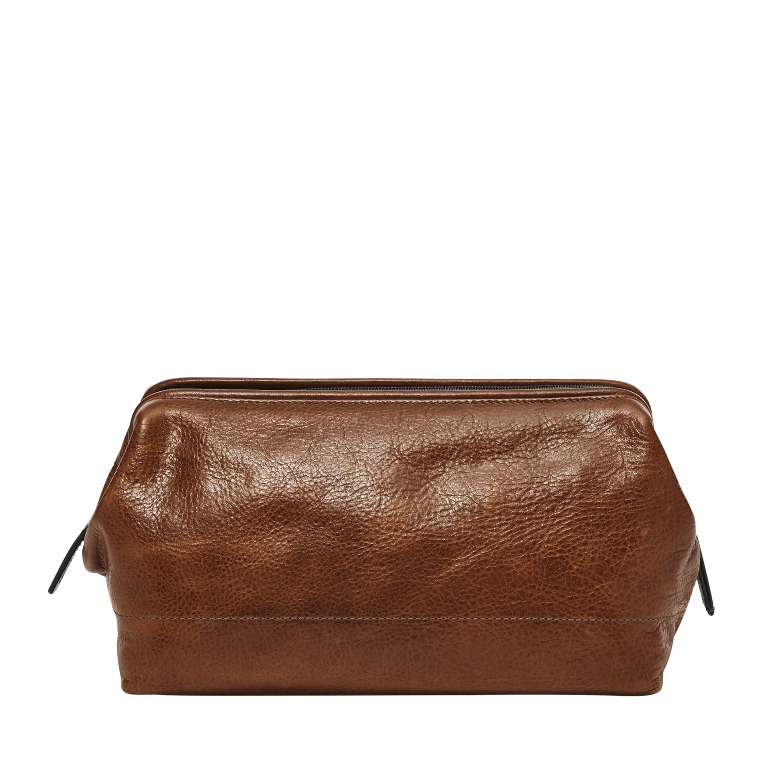 Fossil Neceser de Viaje de Cuero para Hombre, Kit de Afeitado, coñac, Talla única, Kit de Afeitado de Viaje
