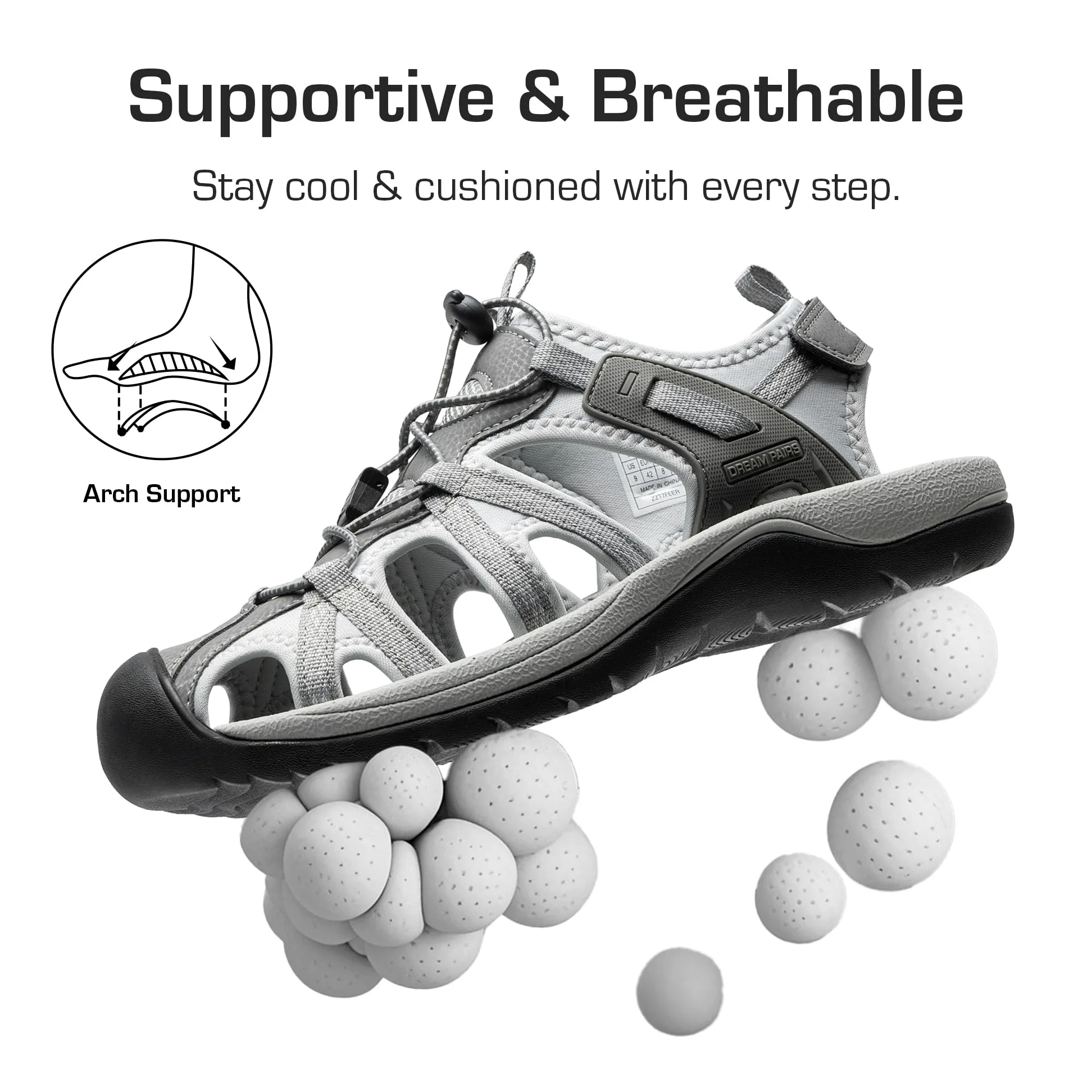 DREAM PAIRS Sandalias Hombre Verano Trekking Deportivas Playa Antideslizantes Zapatos con Punta Cerrada Senderismo