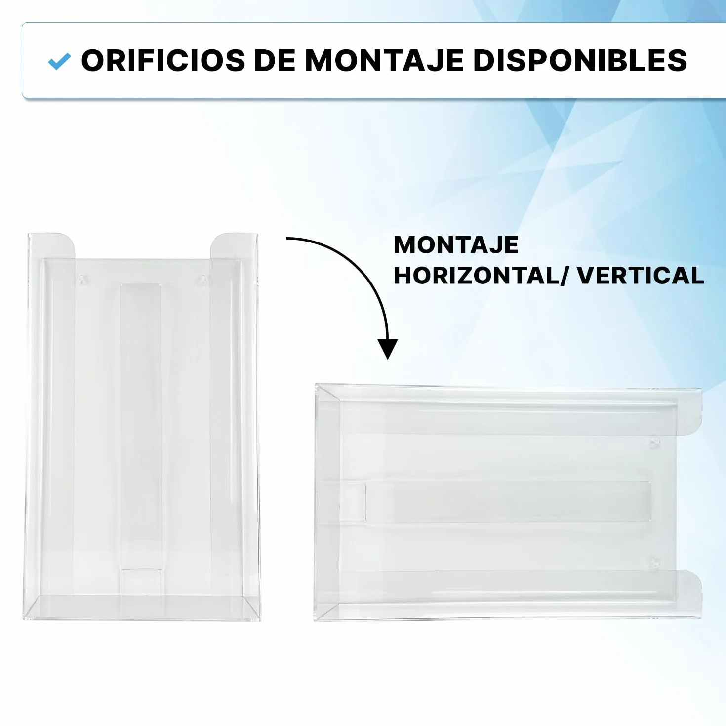 ARNOMED dispensador de guantes desechables pared acrílico 24,6x8,1x41 cm para 3 cajas nitrilo látex vinilo