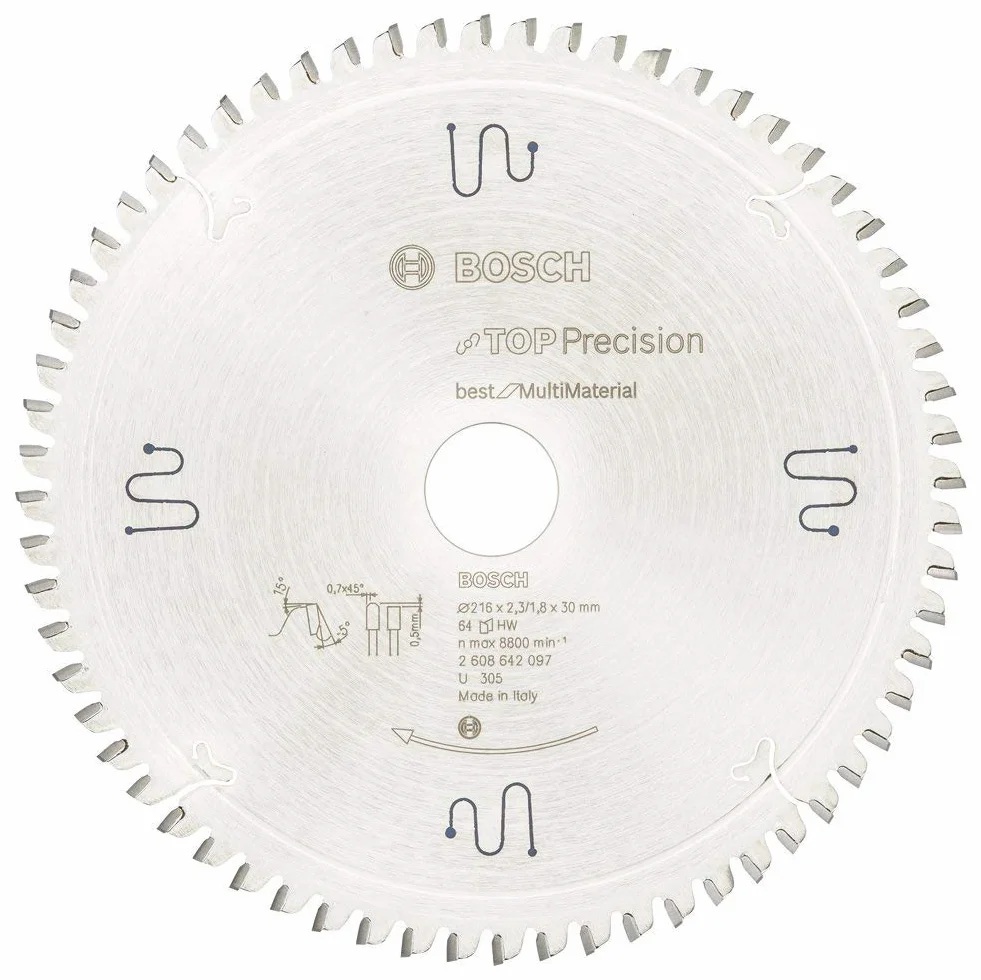 Bosch Hoja de sierra circular Top Precision Best for Multi Material 216 x 30 x 2,3 mm 64