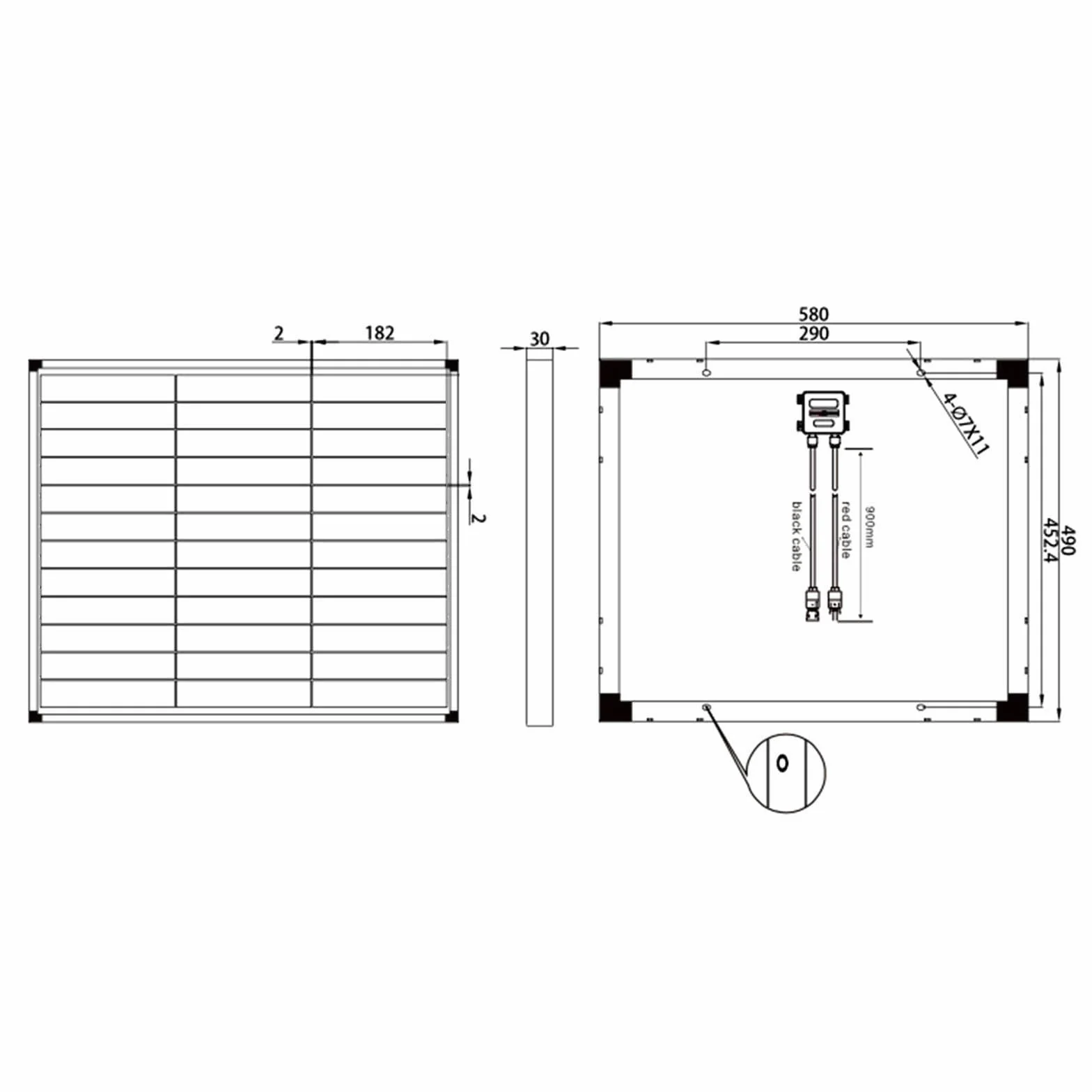 Panel Solar Monocristalino 50W 12V 182mm 10 Busbars