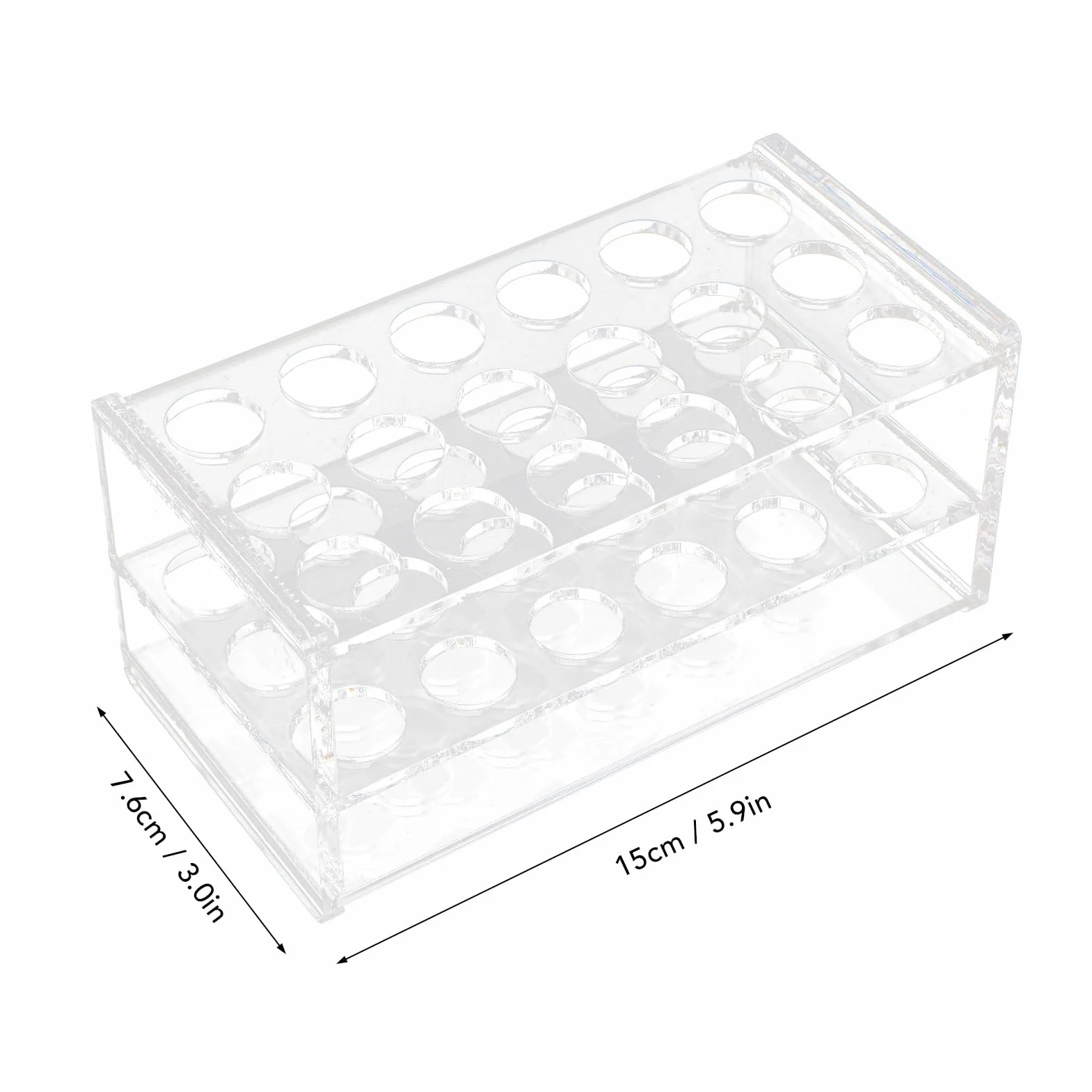 Soporte para tubos de ensayo de acrílico 18 orificios 17 mm transparente