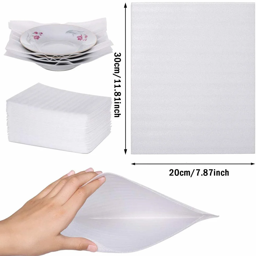 Bolsas de Embalaje de Espuma EPE Impermeable A Prueba Choques 50 Piezas para Vajilla Vasos Porcelana