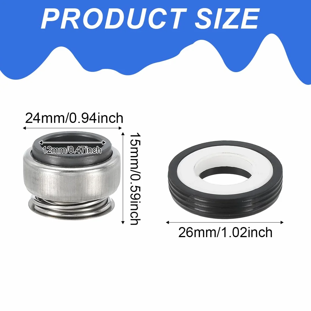 Sello mecánico bomba de agua 12 mm 24 x 15 x 12 mm para Piscina Spa