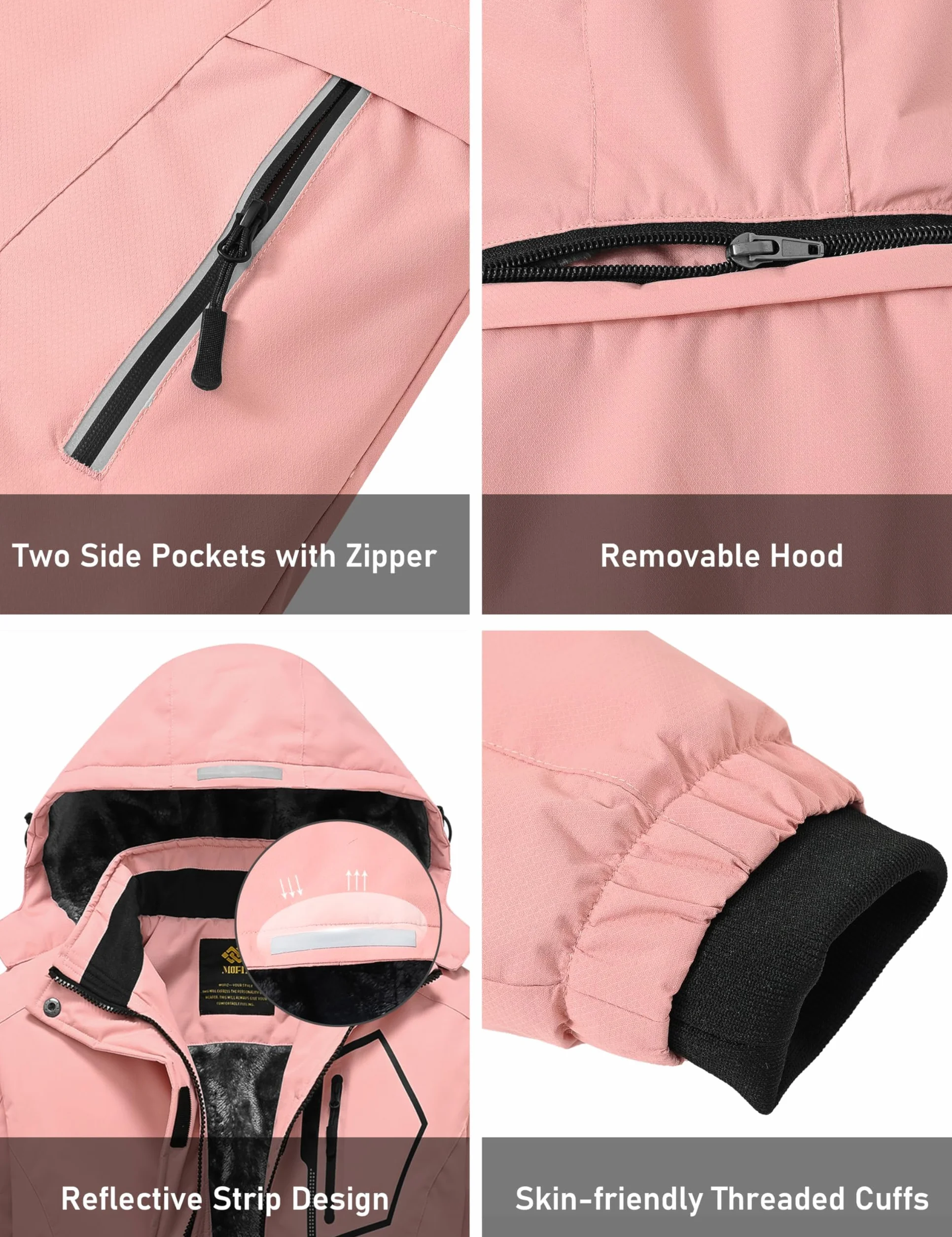 MoFiz Chaquetas Niña Invierno Chaqueta de Esquí Nina Chaqueta Ski Junior Abrigos Invierno Ski Jacket con Capucha