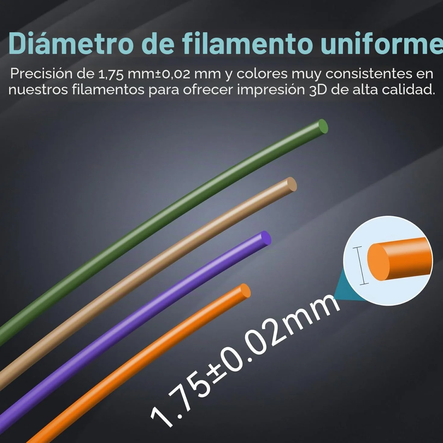 SUNLU Filamento PLA+ 1.75 mm 1KG Negro Precisión dimensional +/- 0.02mm