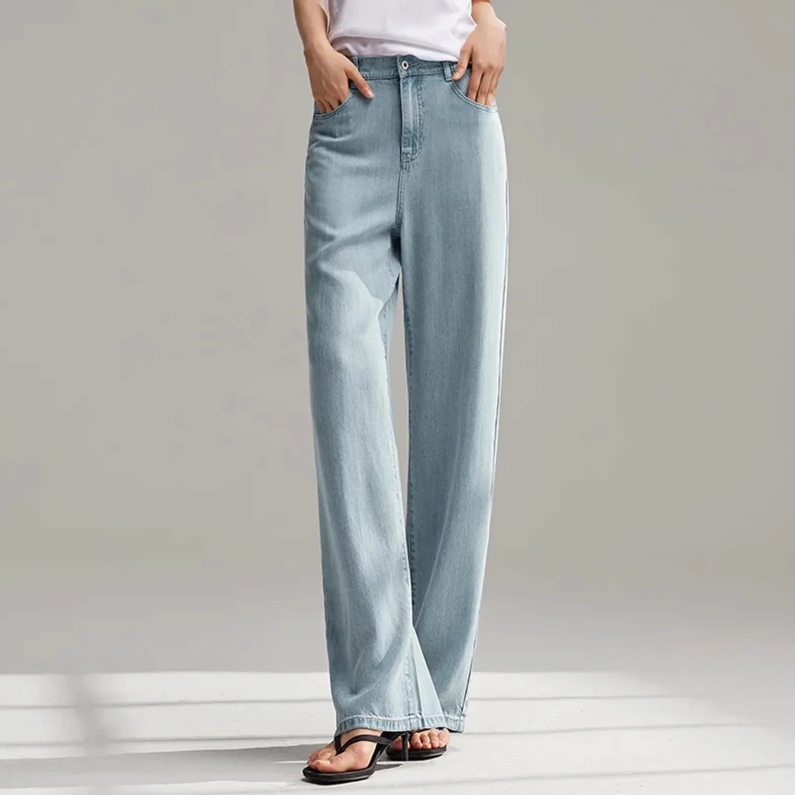 Pantaloni larghi Casual Pantalones Largos de Cintura elástica for Mujer, versión veraniega, Pantalones Anchos de sensación Fresca.