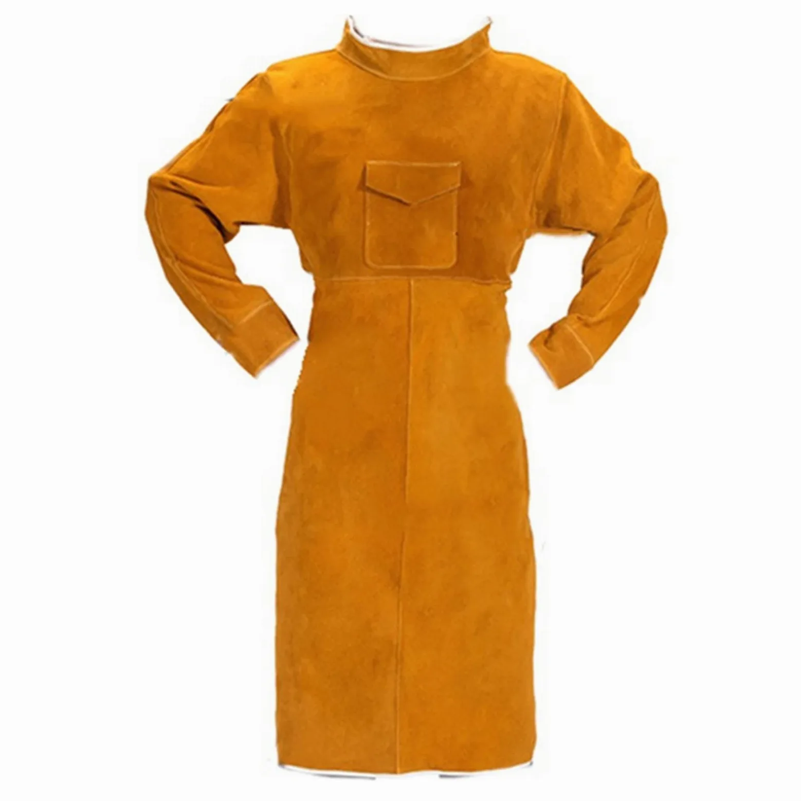 Mandil soldador, 8 5 cm Delantal de soldadura con mangas, delantal soldador de cuero, cuero y soldadura refractaria con tamaño ajustable