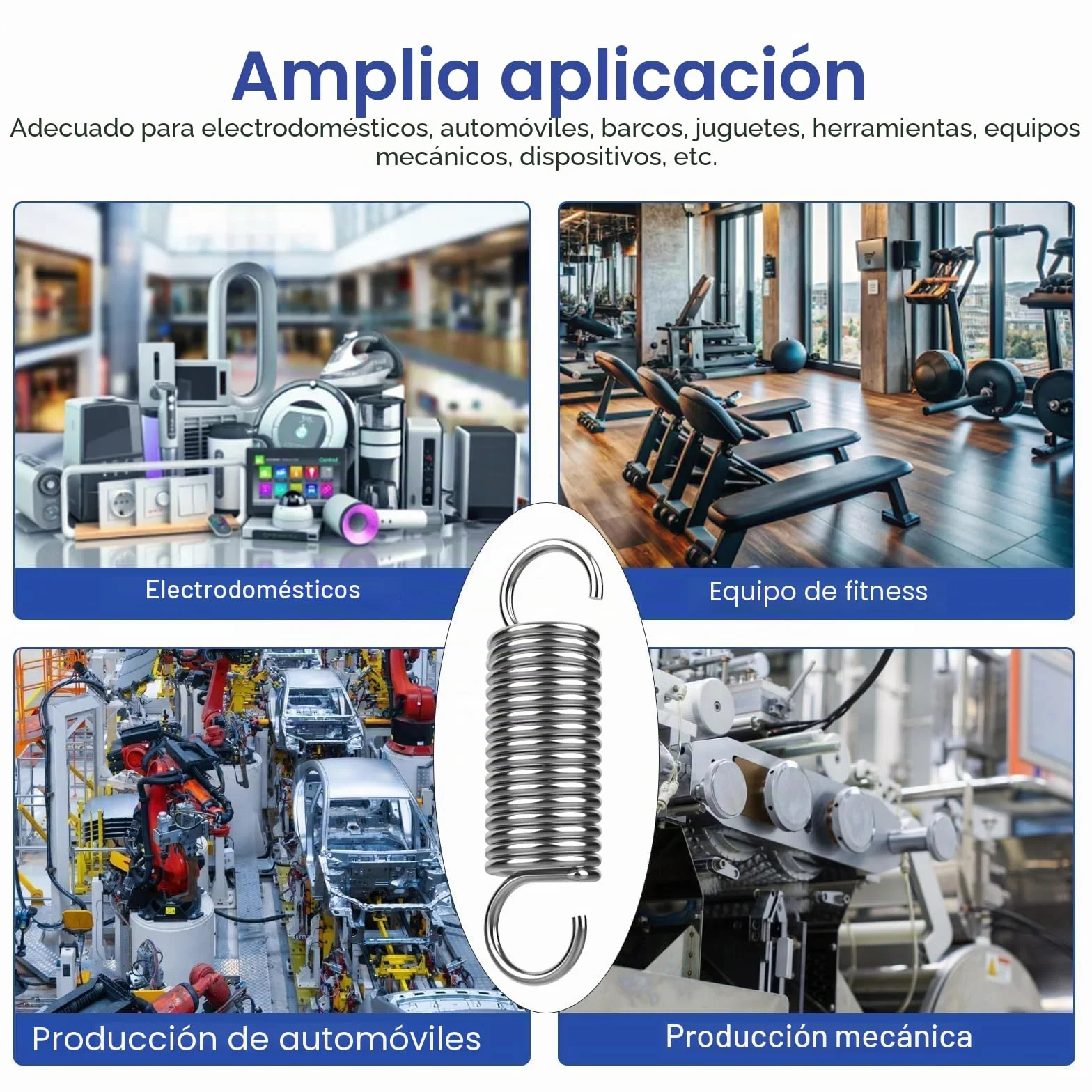Muelles de Compresion 70x10x1.2mm Acero Inoxidable Doble Gancho 12 Piezas