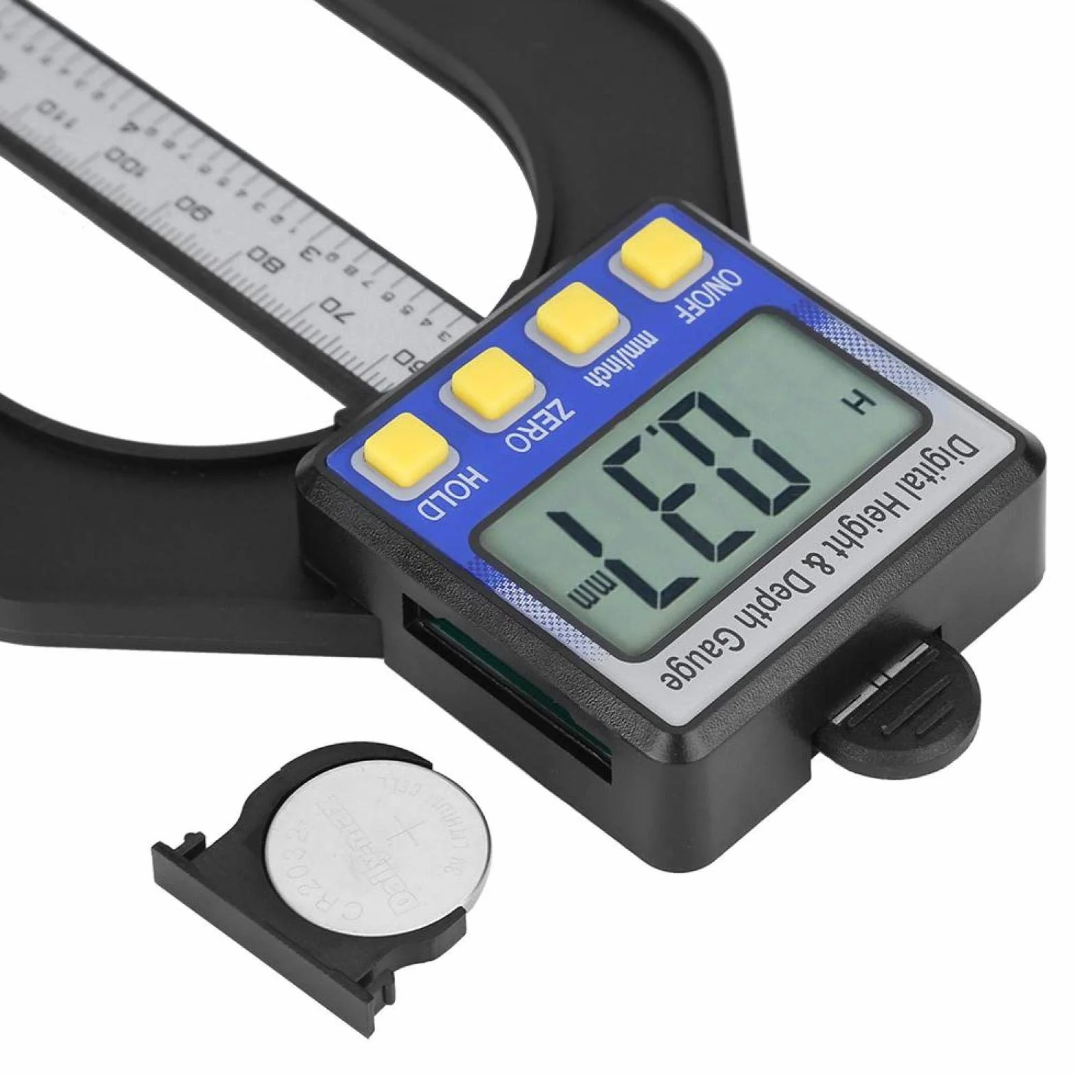 Medidor de profundidad digital 0-80 mm con base magnética para sierra de mesa
