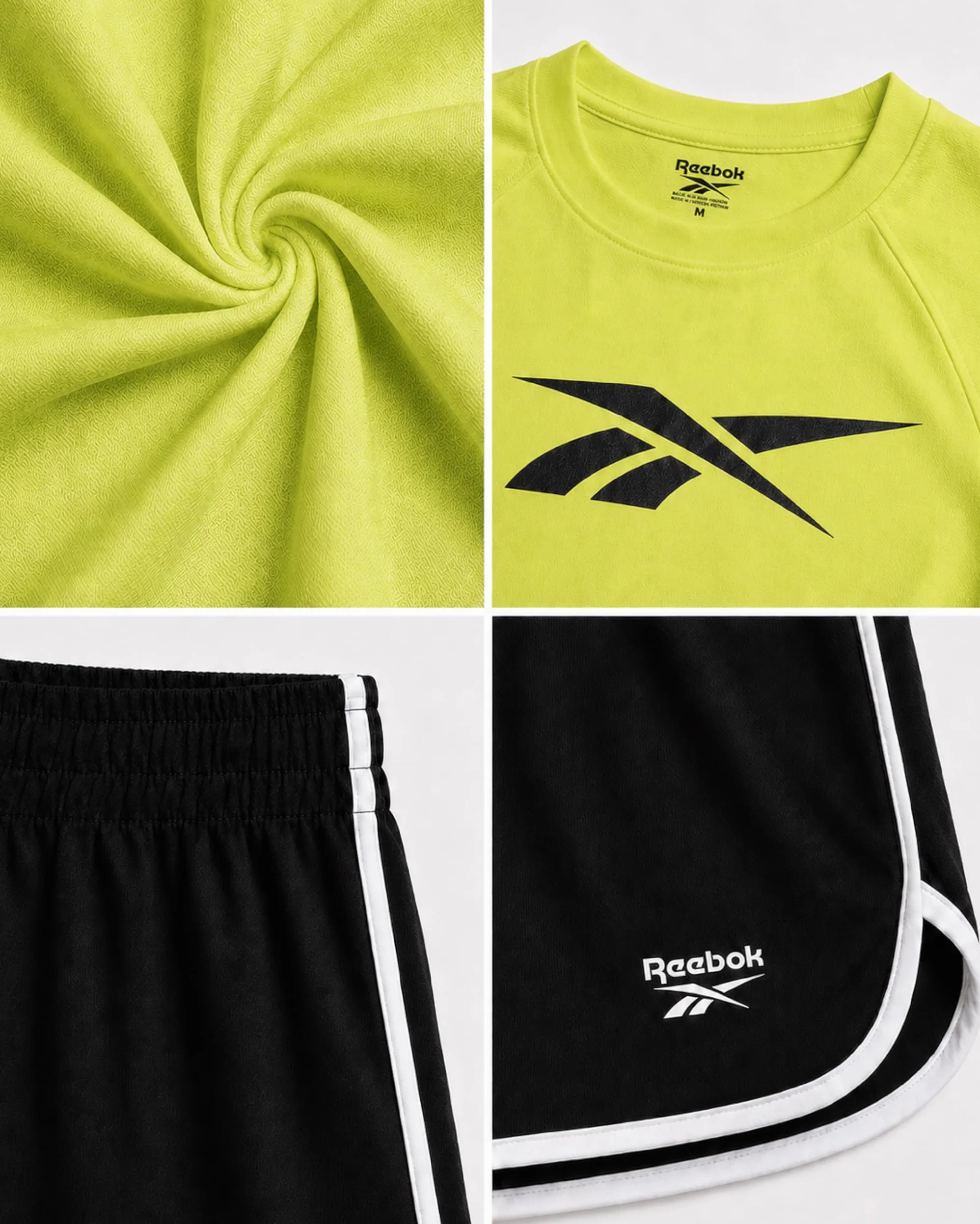 Reebok Conjunto de pantalones cortos deportivos para niños, ropa de verano de 3 piezas con camisetas gráficas y pantalones cortos de baloncesto para niños activos