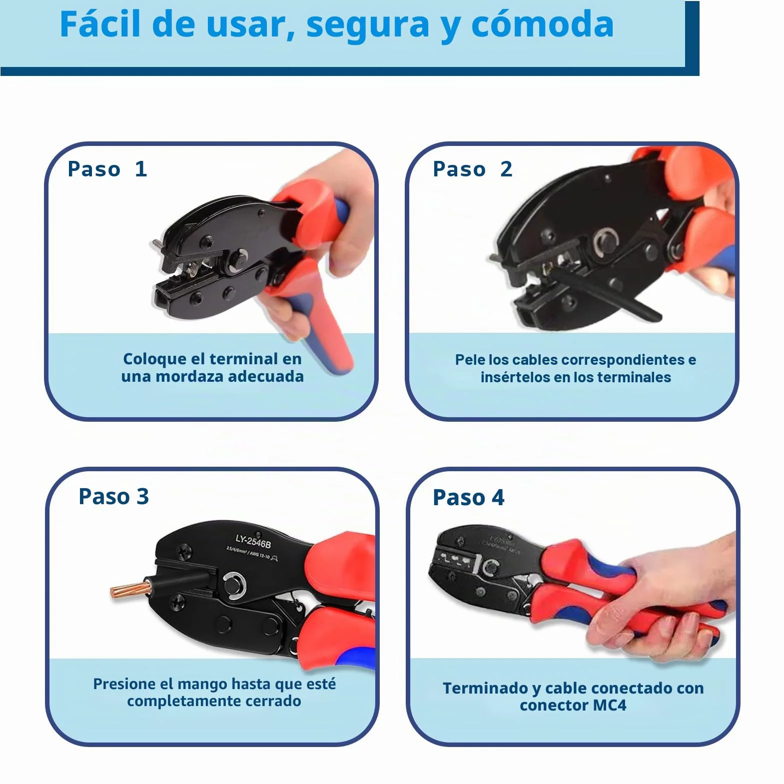 Set Crimpadora Solar para Cables PV 2,5/4/6 mm² con Conectores Fotovoltaicos