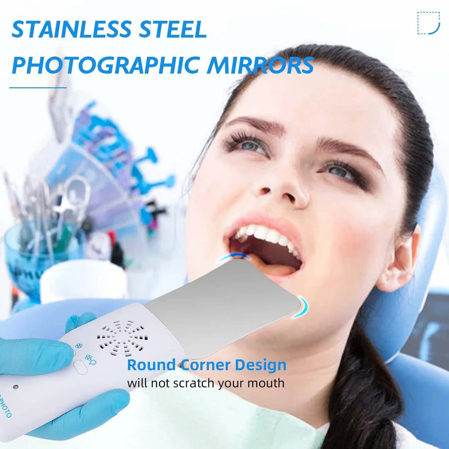 Dental Fog Free Intraoral Fotografía Espejo, 2 Caras, Oclusal Espejo con 4 Espejos Intercambiables
