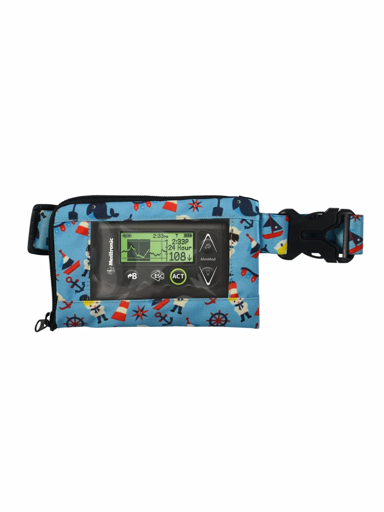 Cinturón de bomba de insulina con ventana para niños - Dia-Children's Pump Belt - SAILORS (63-85 CM)